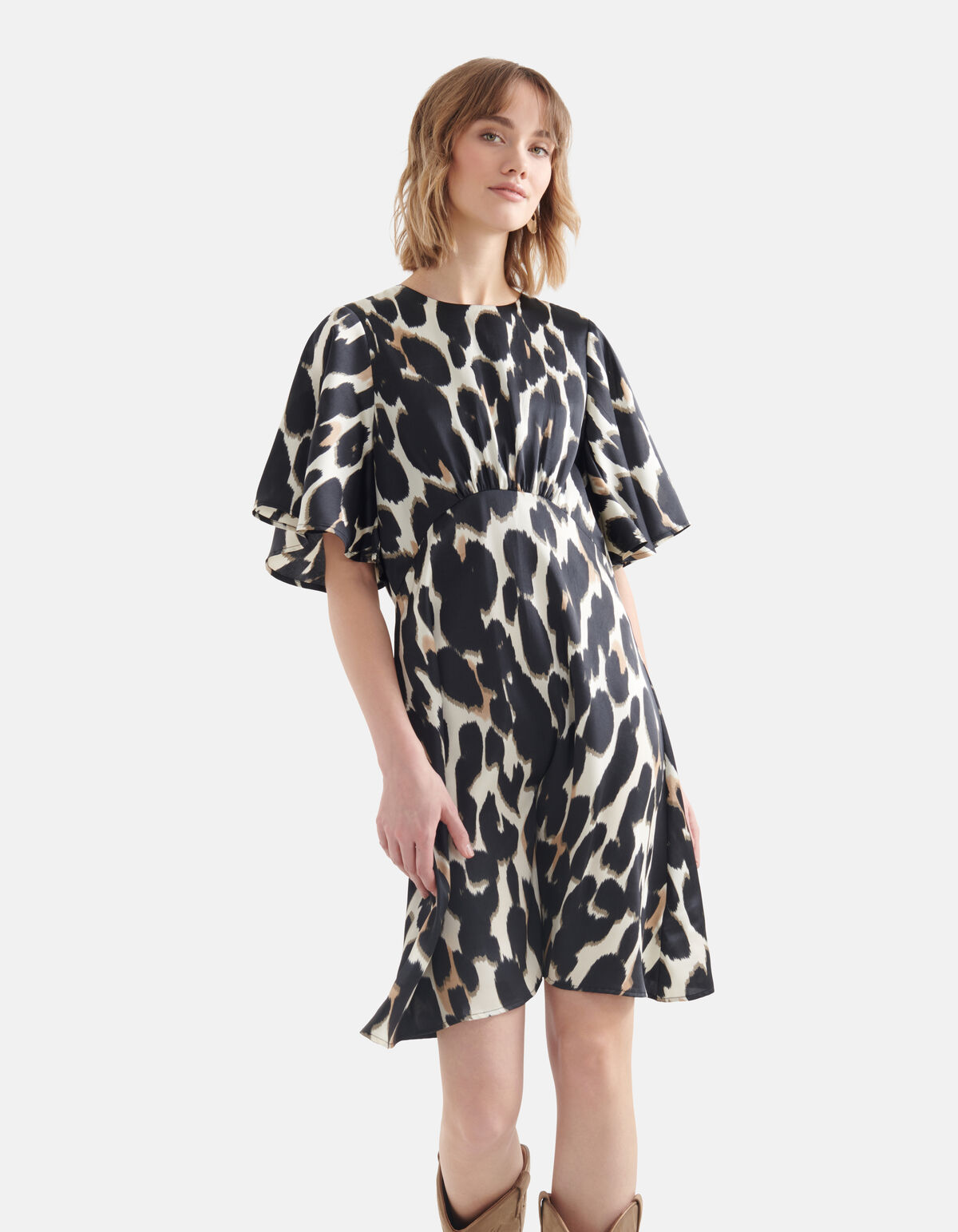 Midikleid mit Leopardenmuster Offwhite SHOEBY WOMEN