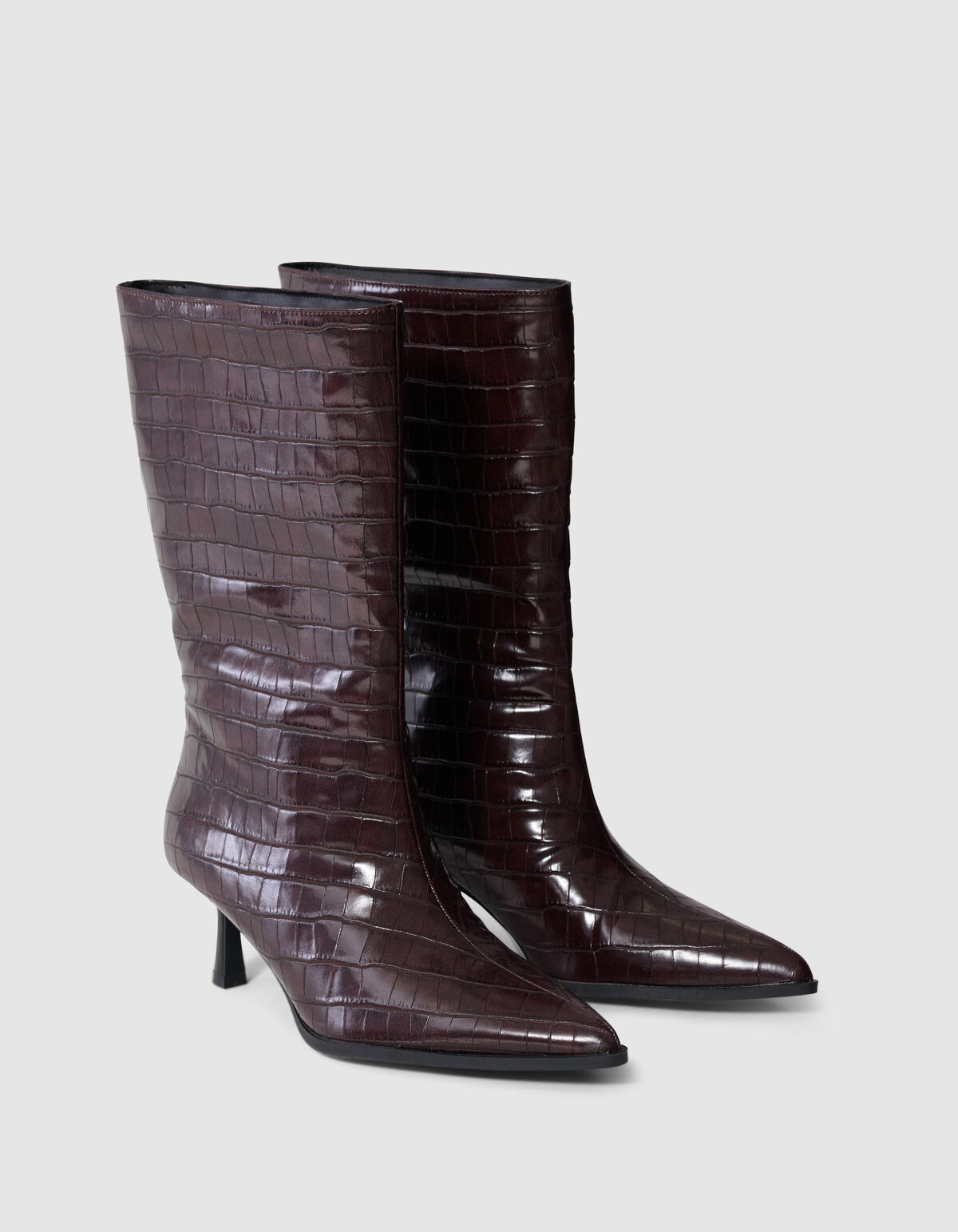 Croco Lackstiefel Dunkelbraun SHOEBY SHOES
