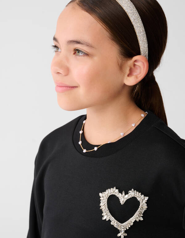 Schwarzes Sweatshirtkleid mit Herzchenmuster SHOEBY GIRLS