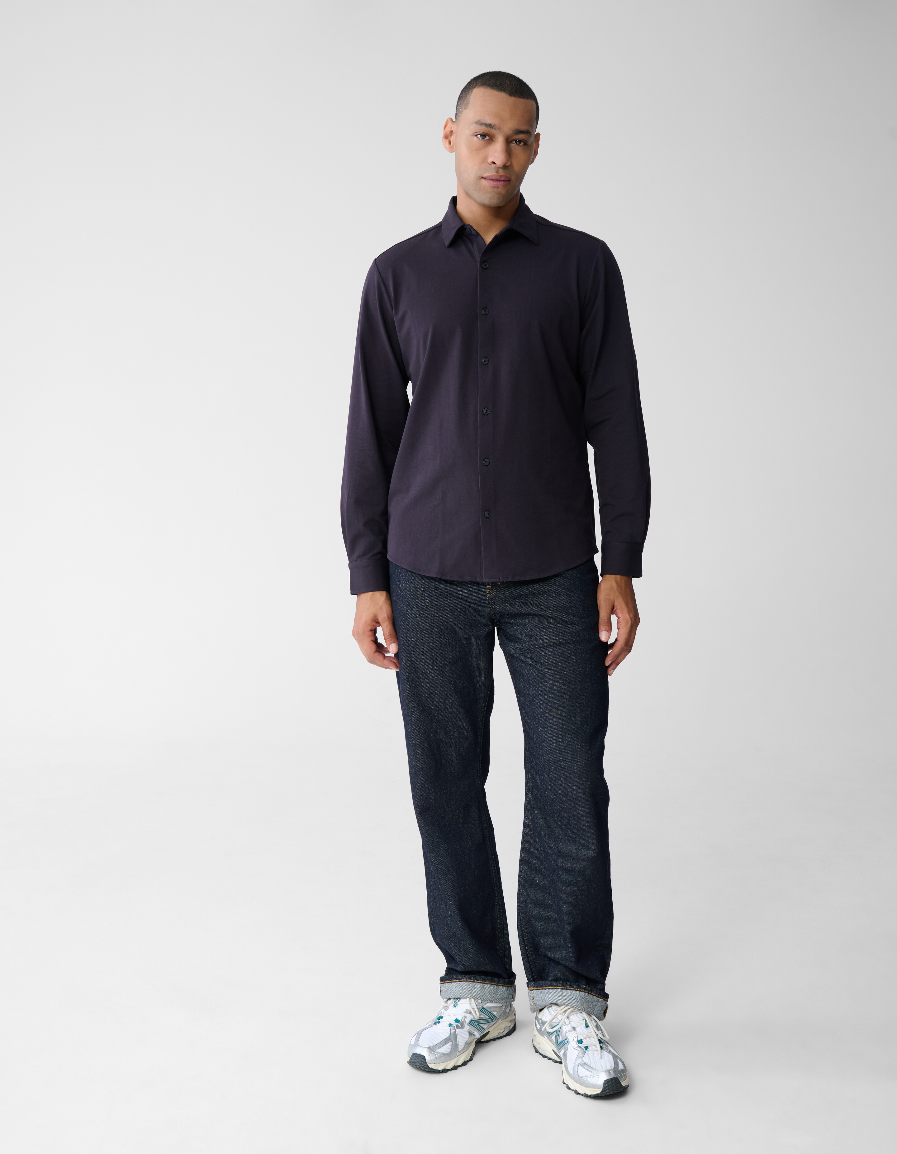 Jersey Overhemd Donkerbruin SHOEBY MEN