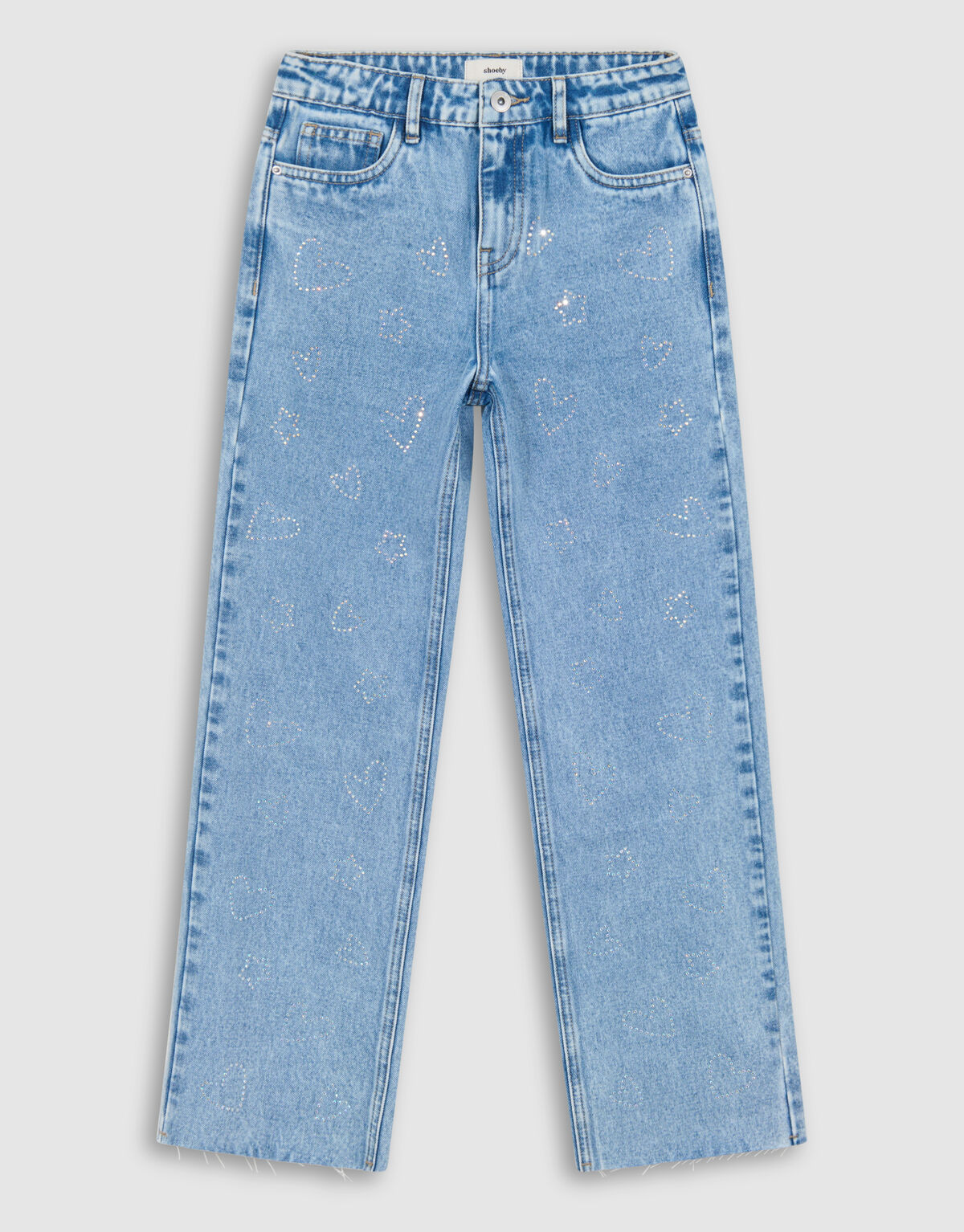 Strass Star/Heart Straight Fit Jeans Blau SHOEBY GIRLS
