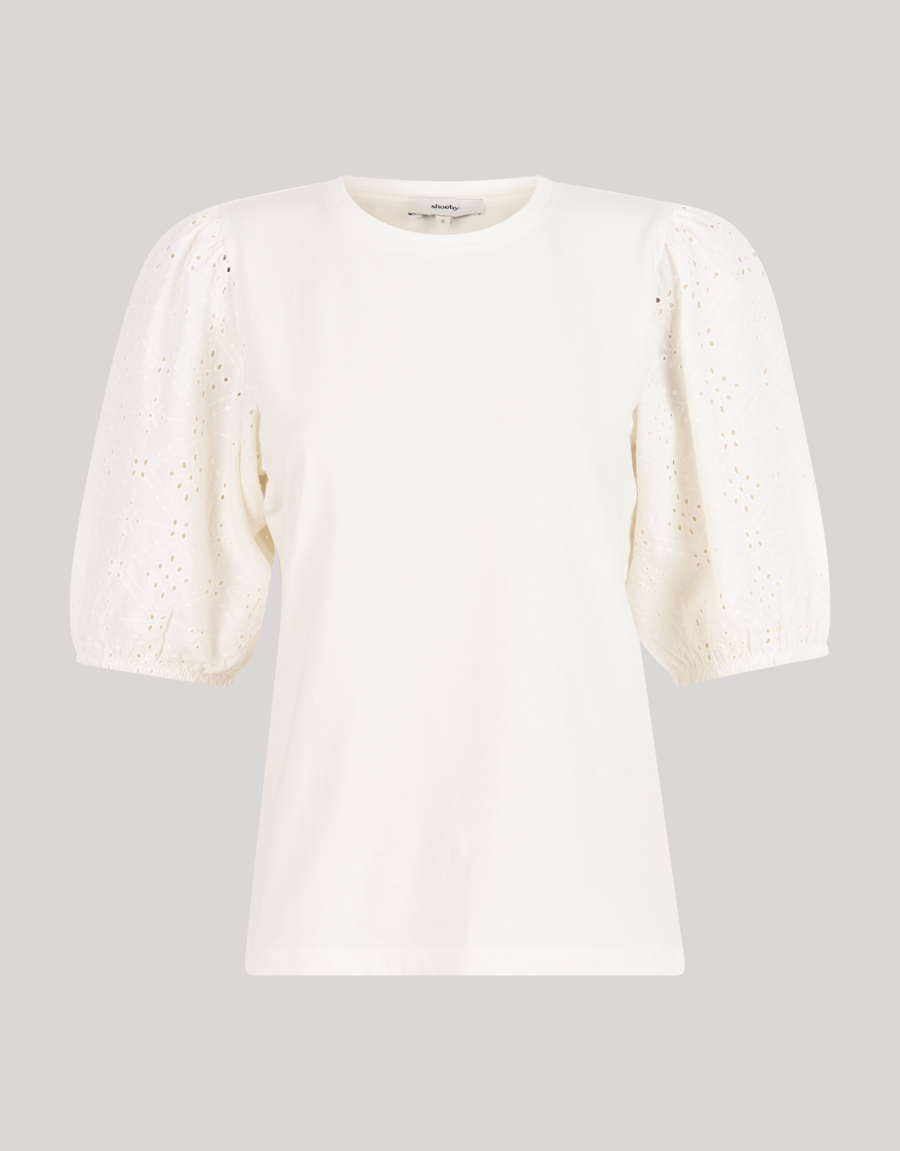 Besticktes T-Shirt mit Puffärmeln Weiß SHOEBY WOMEN