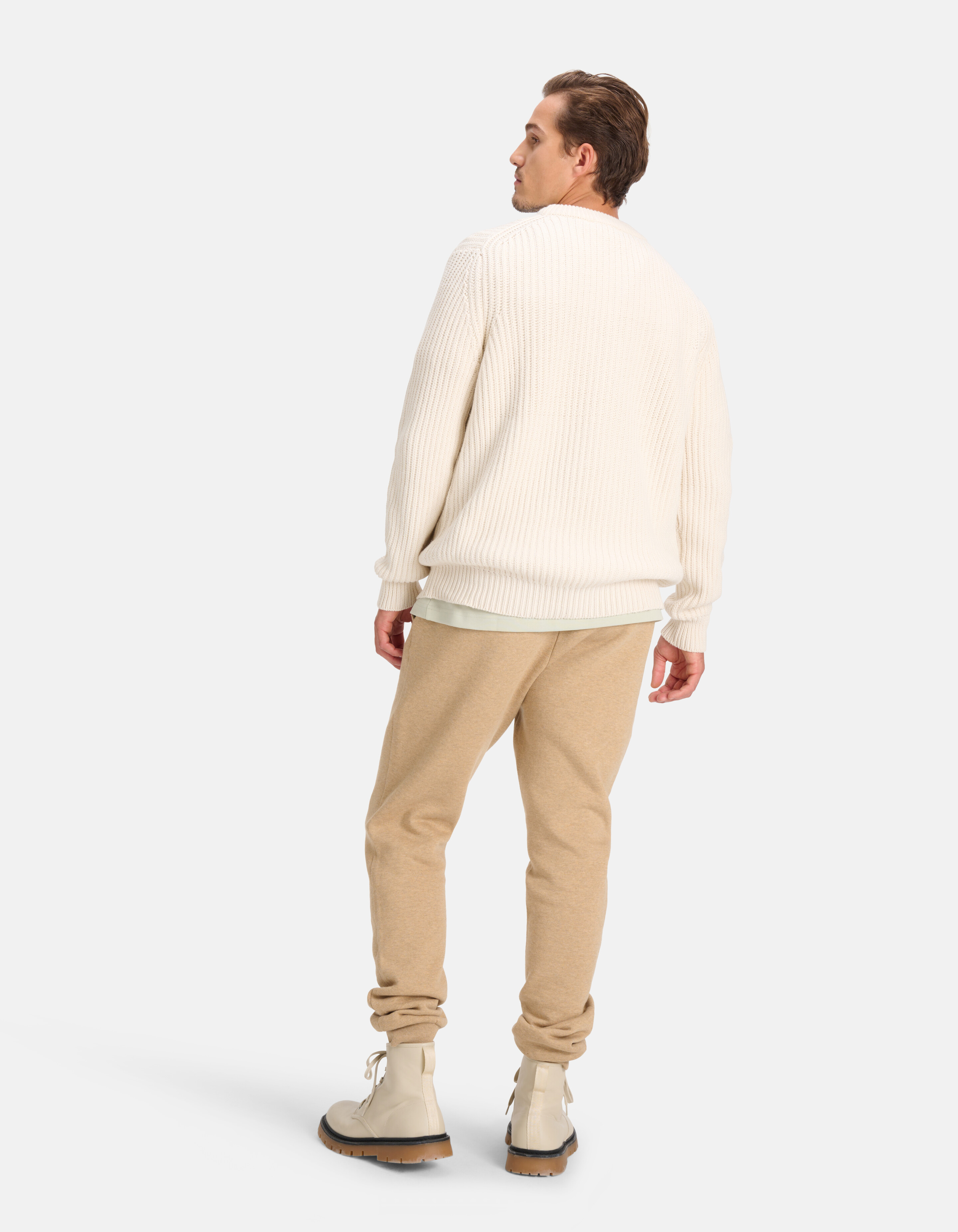 Grobgestrickter Pullover Off White SHOEBY MEN