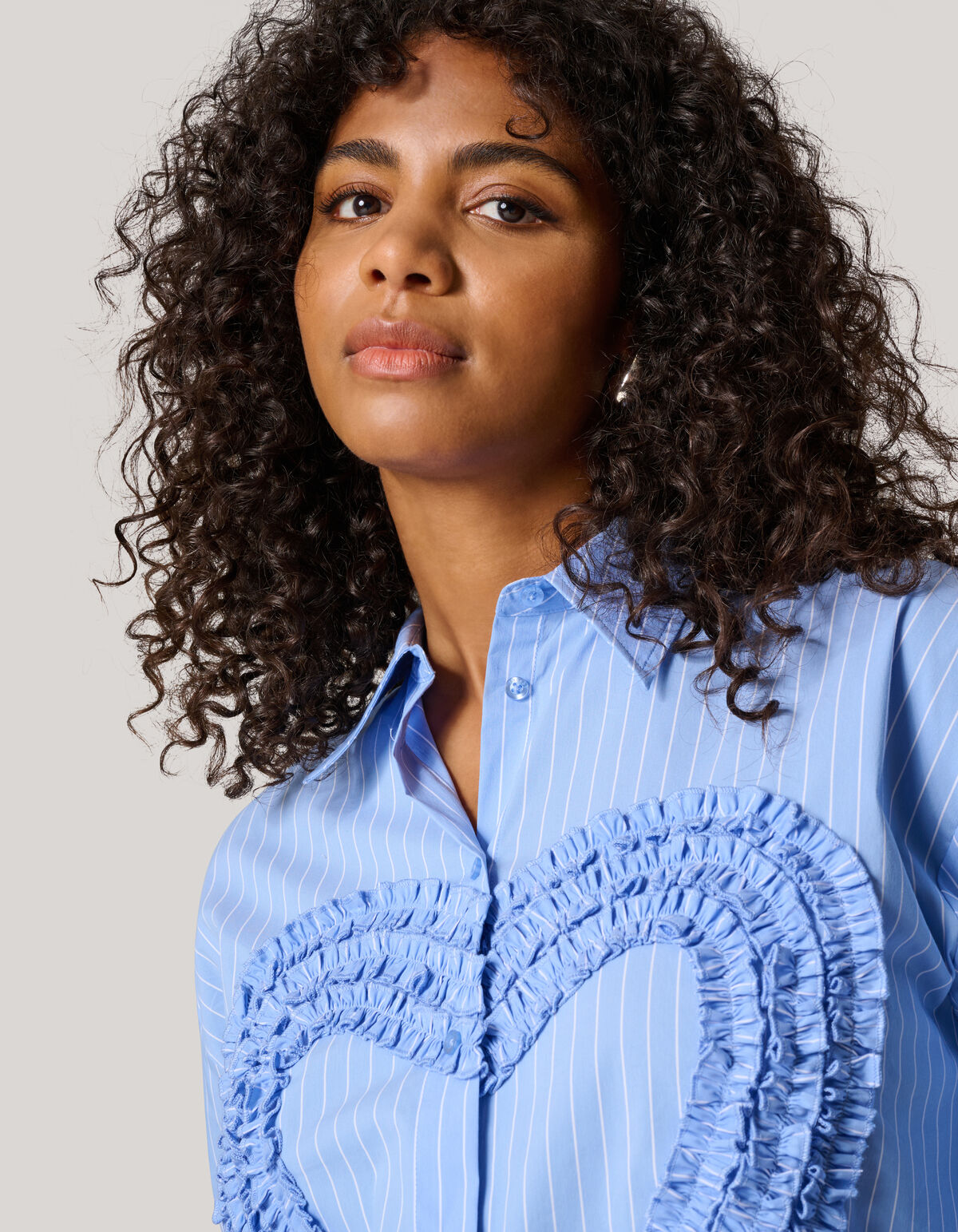 Herz Rüschenbluse Blau SHOEBY WOMEN