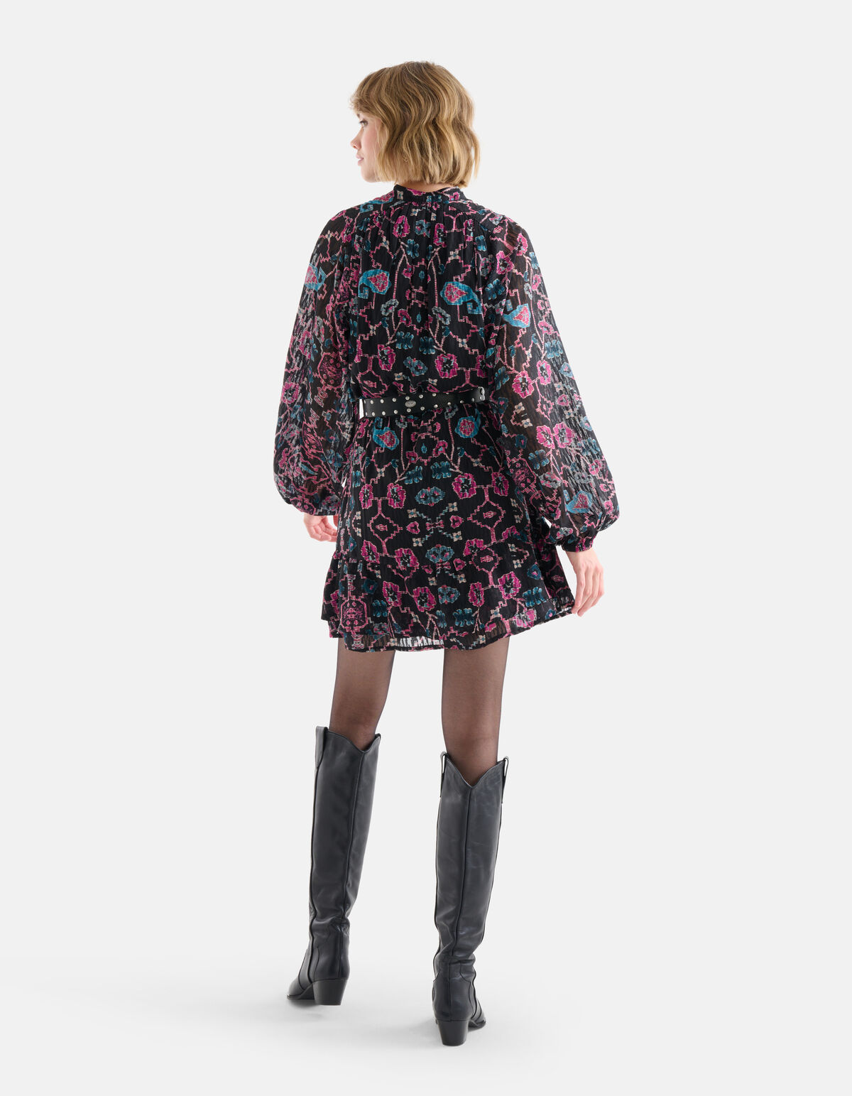 Kleid mit grafischem Druck Schwarz SHOEBY WOMEN
