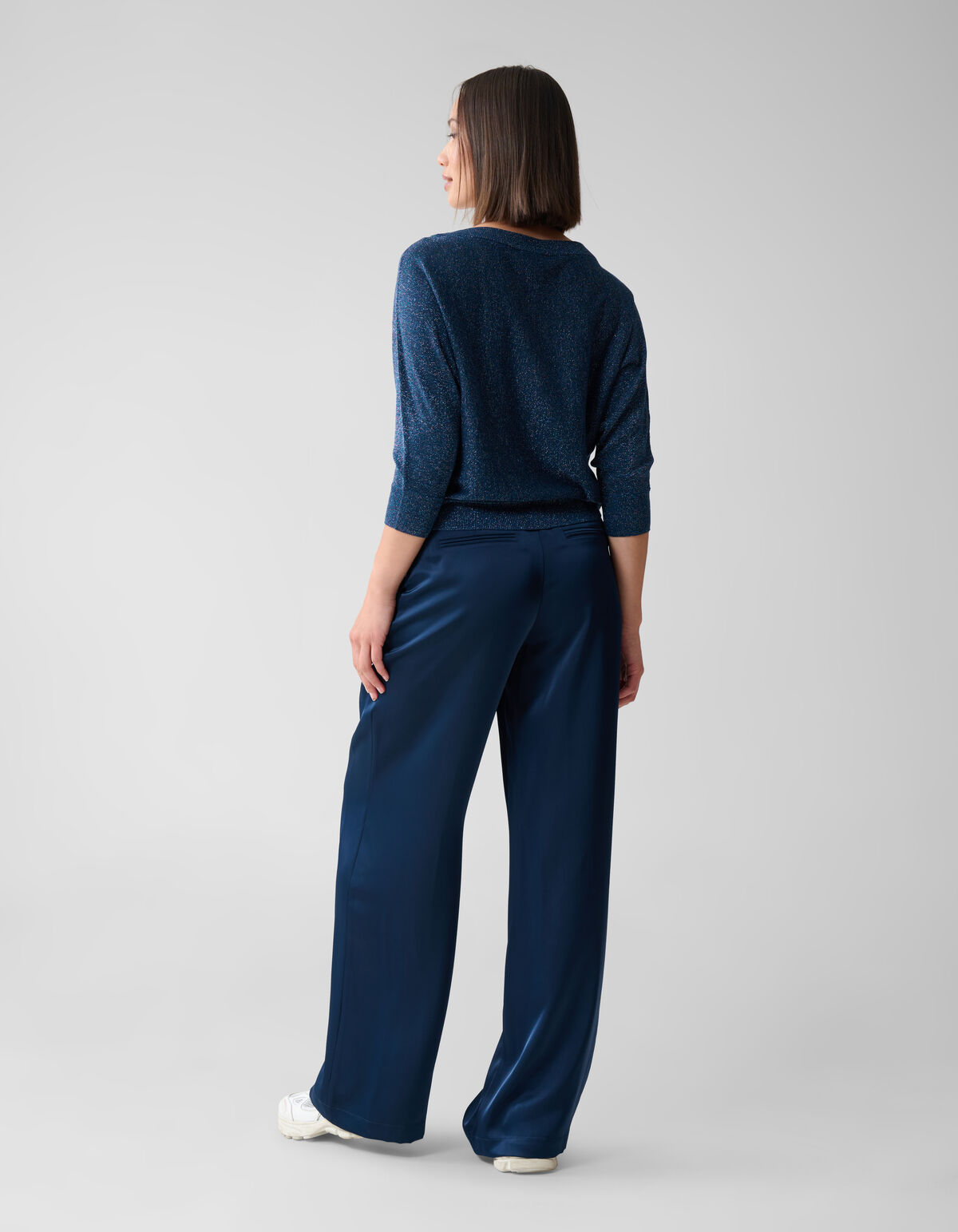 Glitzer Fledermausärmel Pullover Dunkelblau SHOEBY WOMEN
