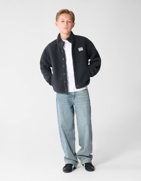 Relaxed Teddyjacke Dunkelgrau SHOEBY BOYS