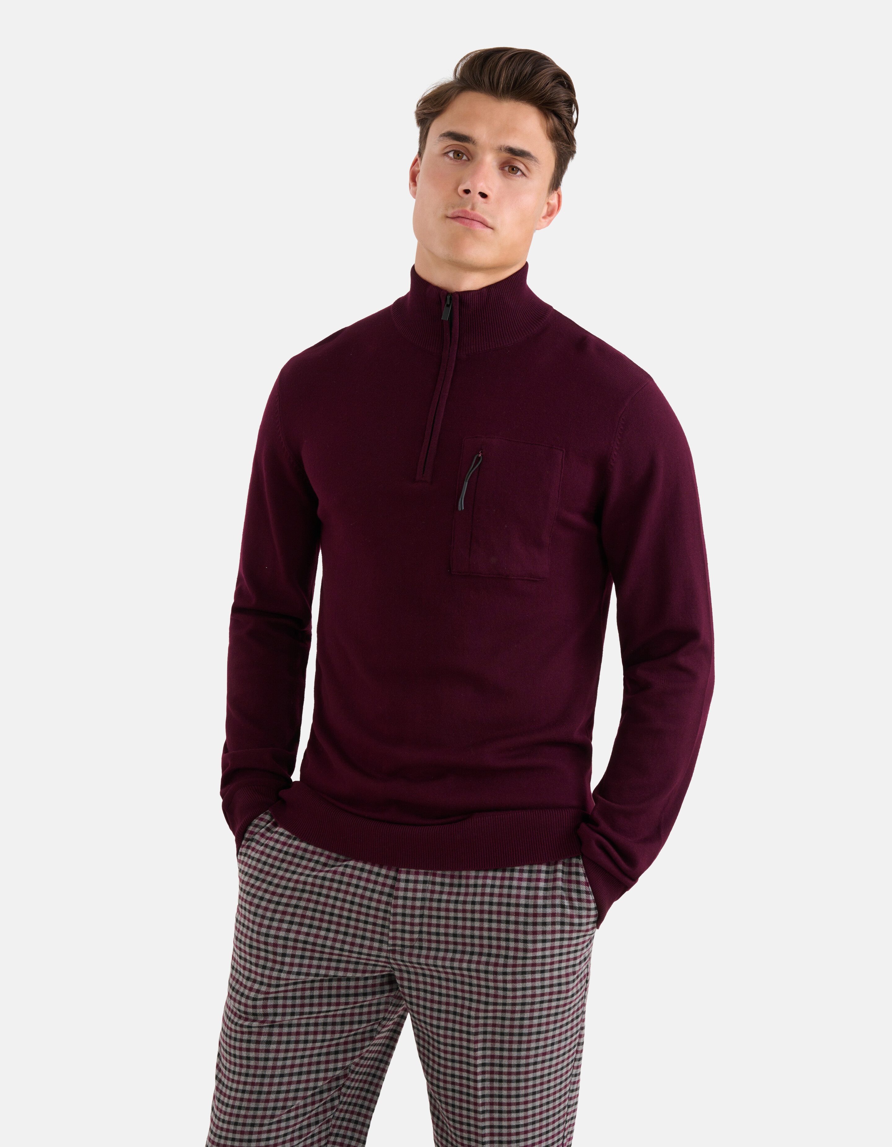 Rollkragenpullover mit Reißverschluss Lila SHOEBY MEN