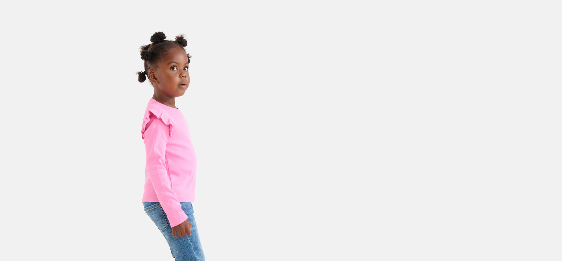 Rib Ruffle Longsleeve Roze SHOEBY GIRLS