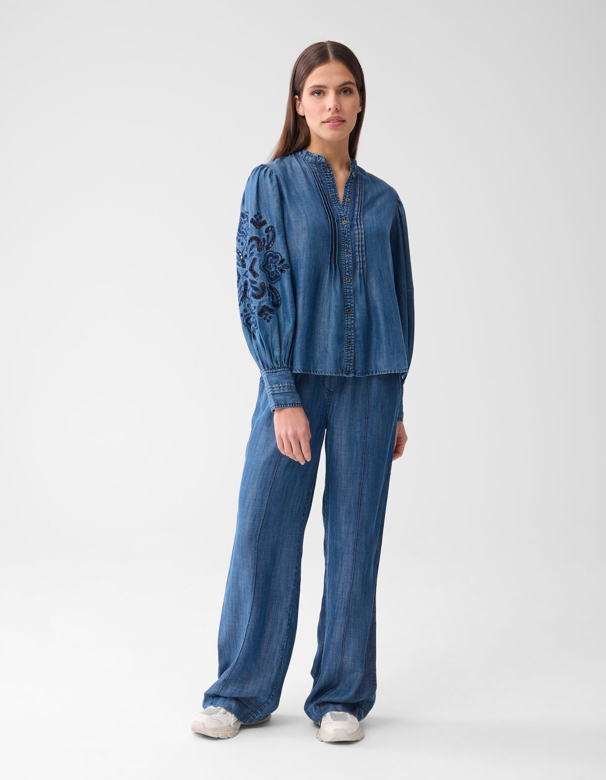Pintuck Stickerei Bluse Blau von Mieke SHOEBY WOMEN