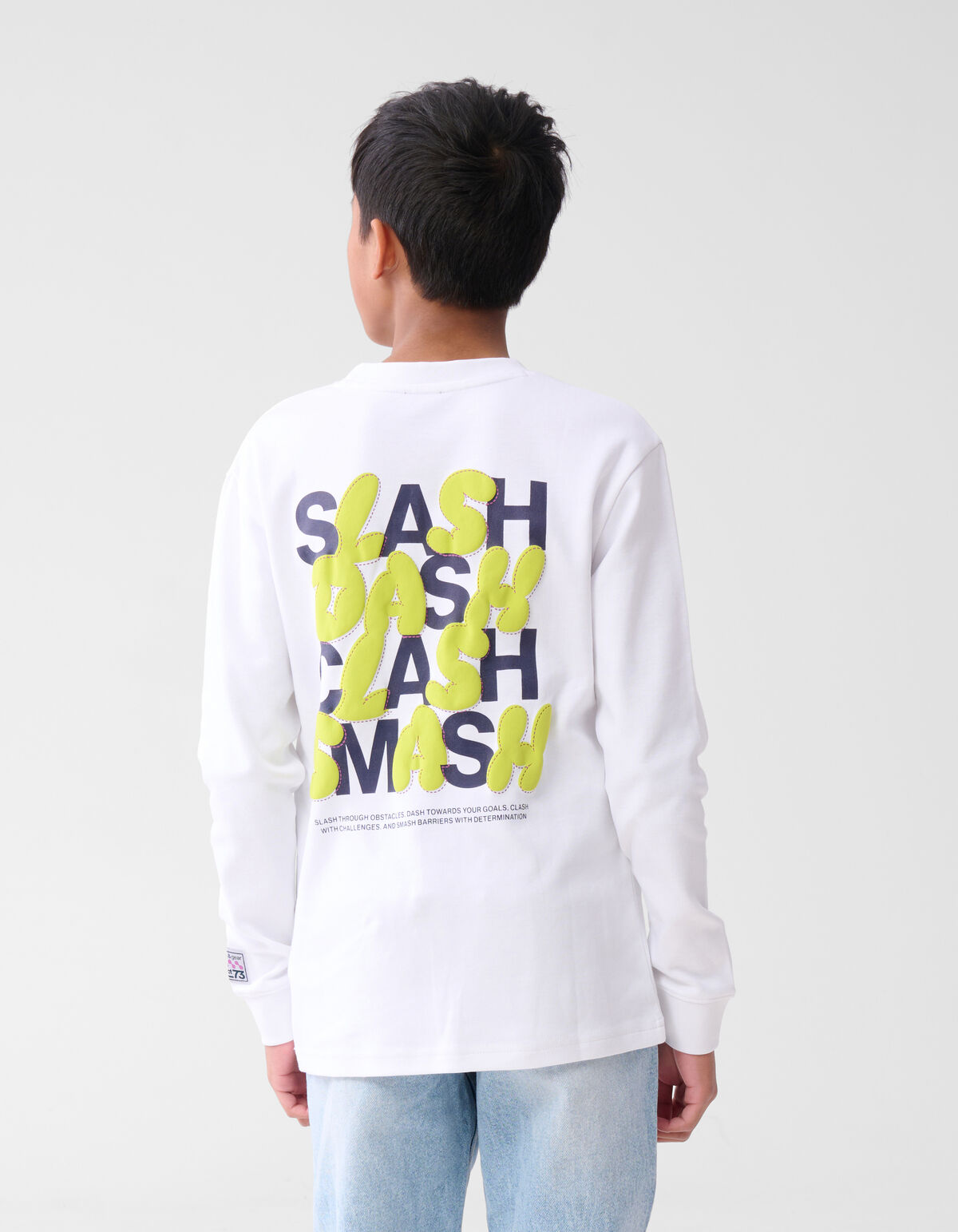 Text-Langarm-T-Shirt Weiß SHOEBY BOYS
