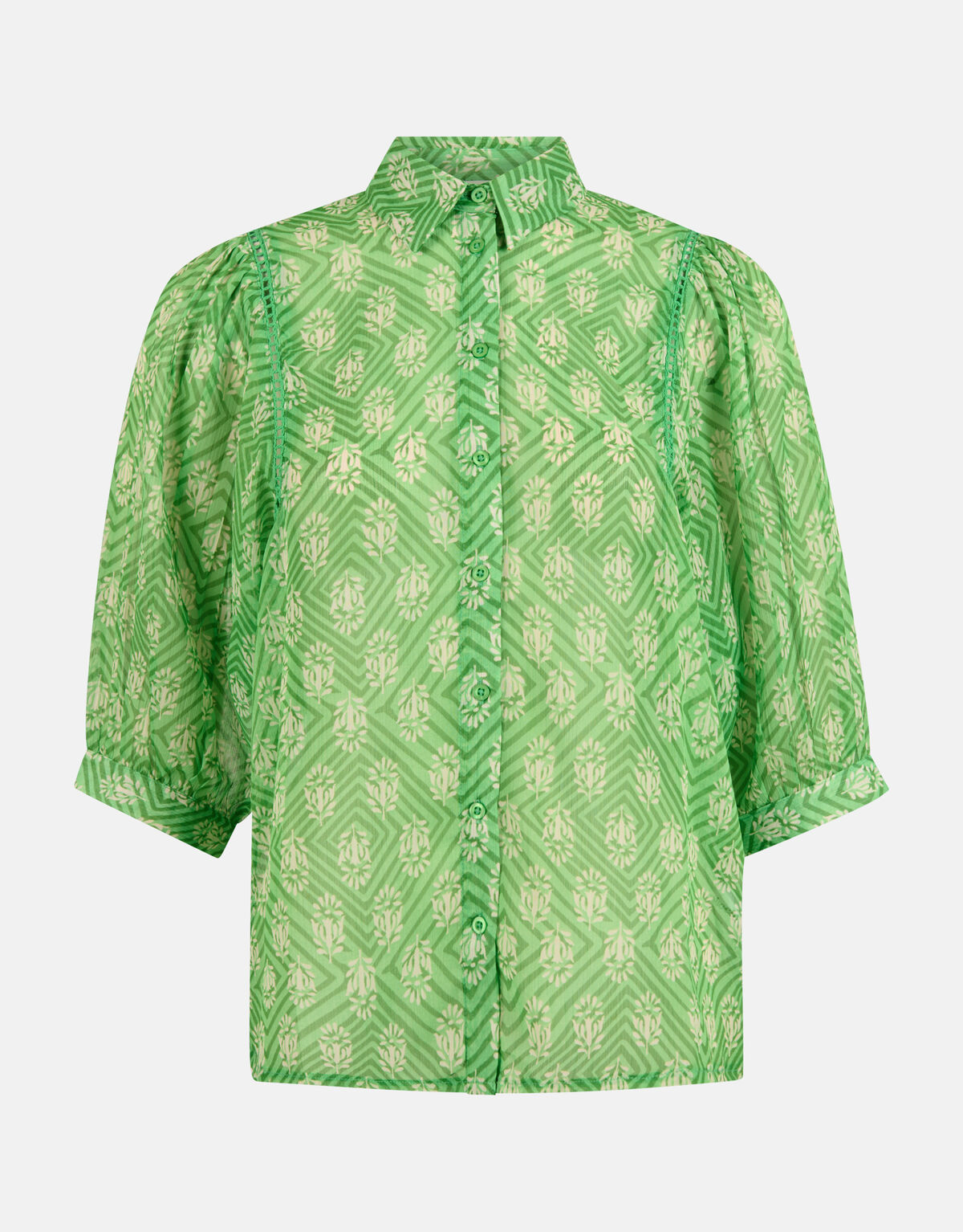 Printed Chiffon Blouse Groen SHOEBY WOMEN
