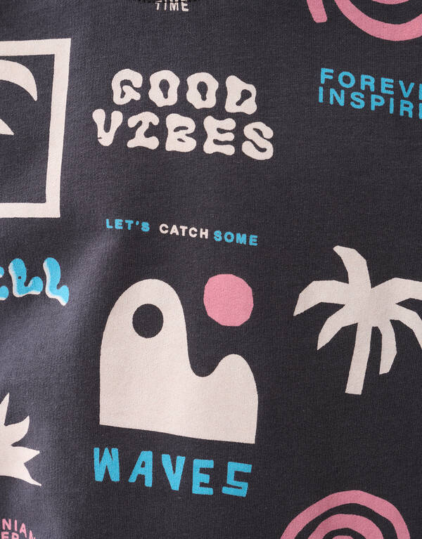 34 / 5.000Sommer Artwork T-Shirt Dunkelgrau SHOEBY BOYS