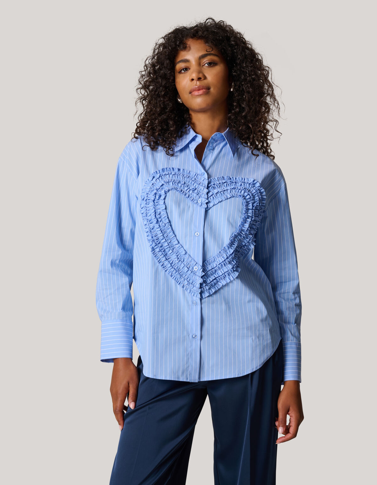 Herz Rüschenbluse Blau SHOEBY WOMEN