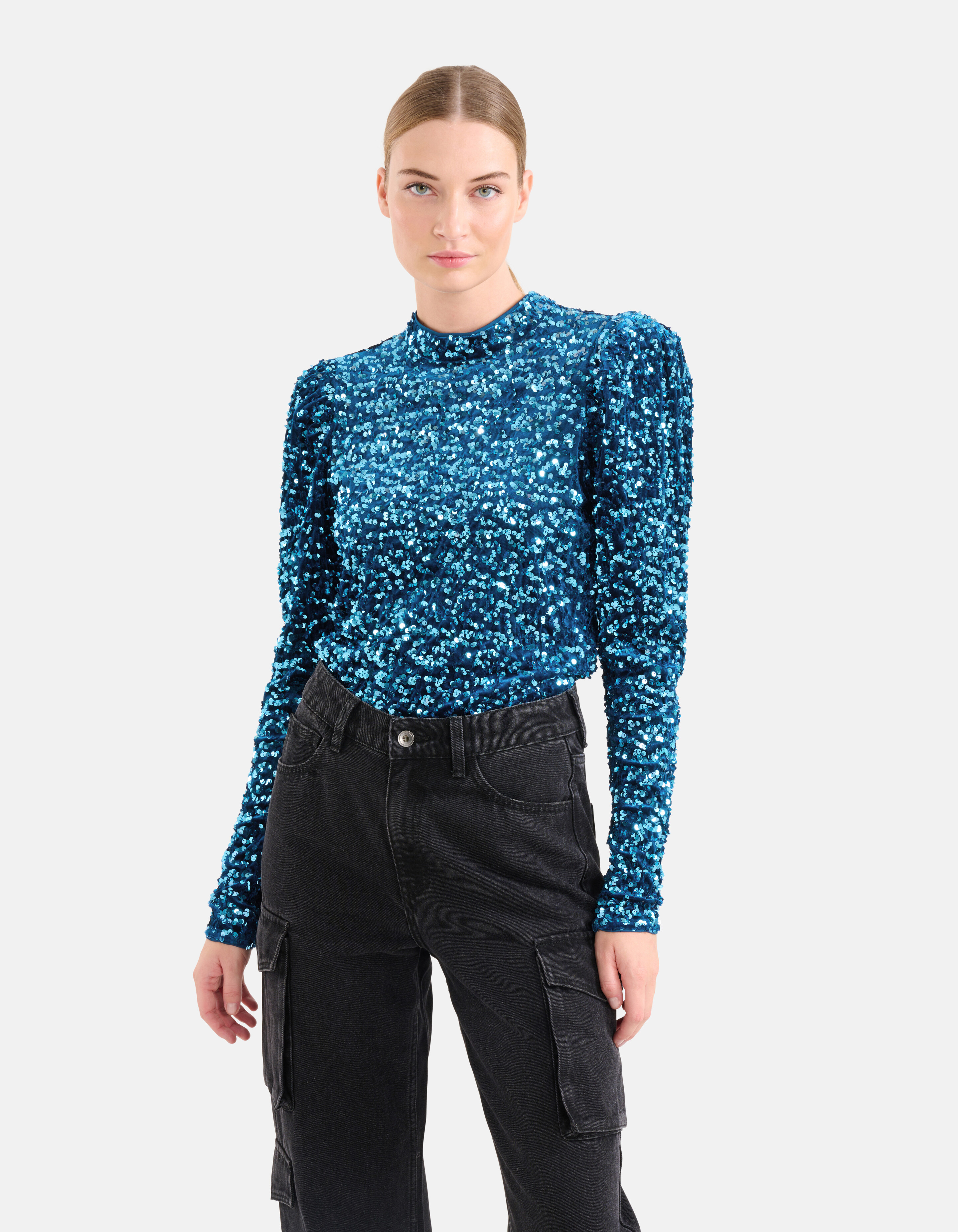 Pailletten Top Blauw SHOEBY WOMEN
