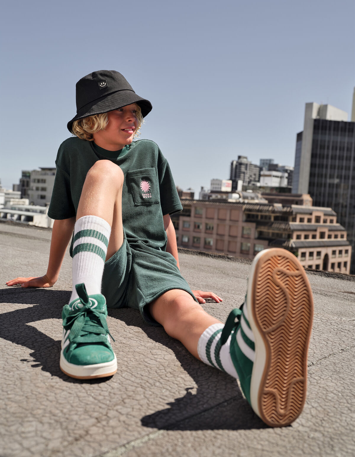 Towling T-shirt Dunkelgr&uuml;n SHOEBY BOYS