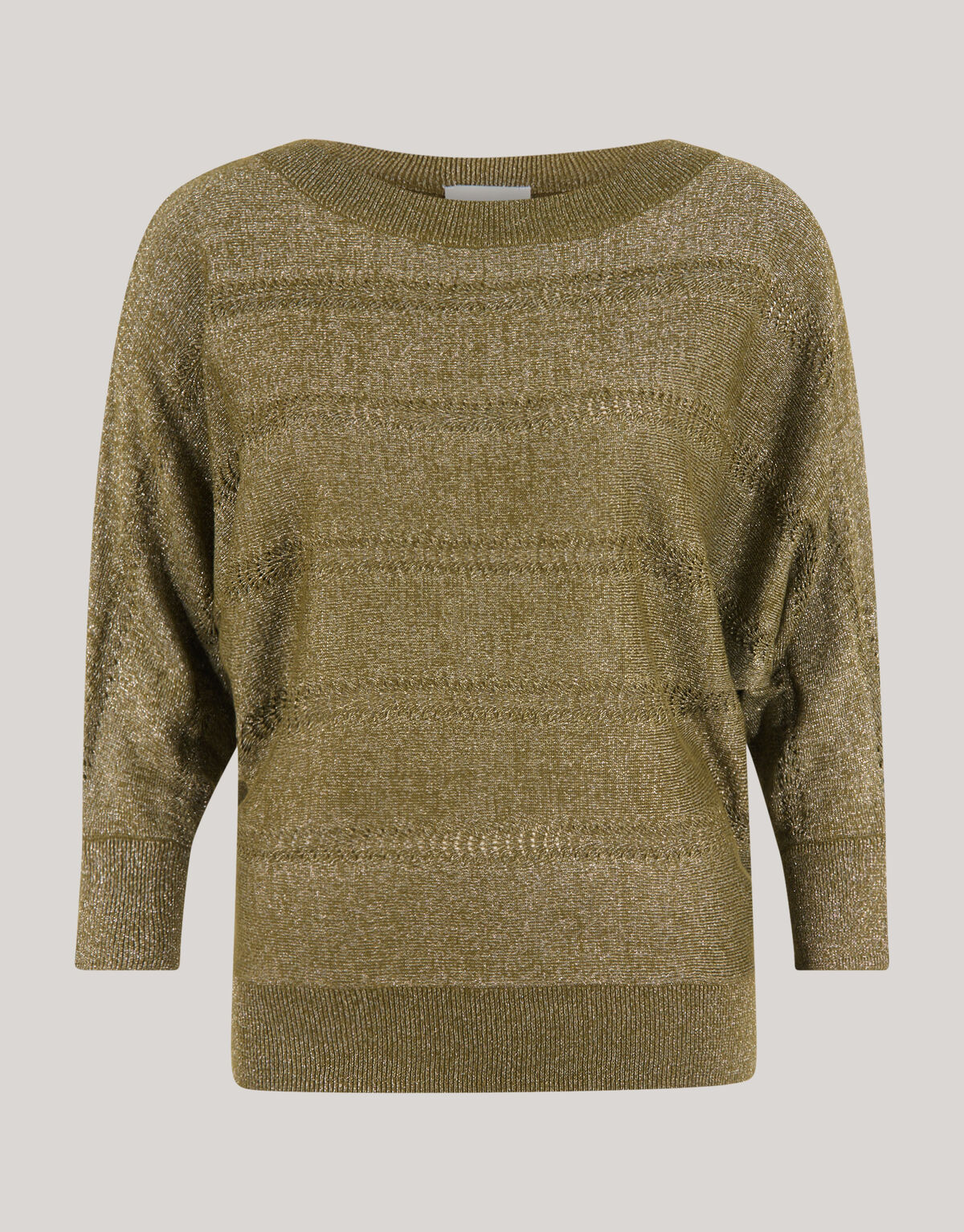 Glitzer ajour Fledermaus&auml;rmel Pullover gr&uuml;n SHOEBY WOMEN