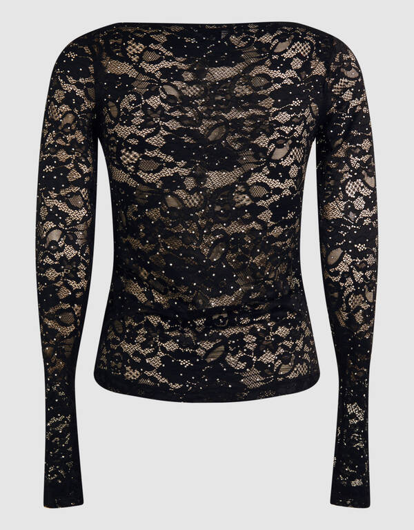 Strass-Spitzentop Schwarz SHOEBY WOMEN