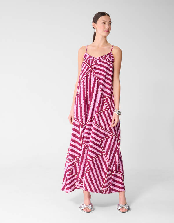 Maxikleid mit Wellenmuster in Rosa/Lila SHOEBY WOMEN
