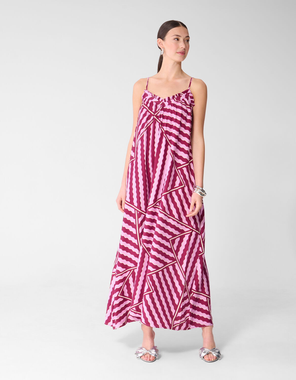 Maxikleid mit Wellenmuster in Rosa/Lila SHOEBY WOMEN