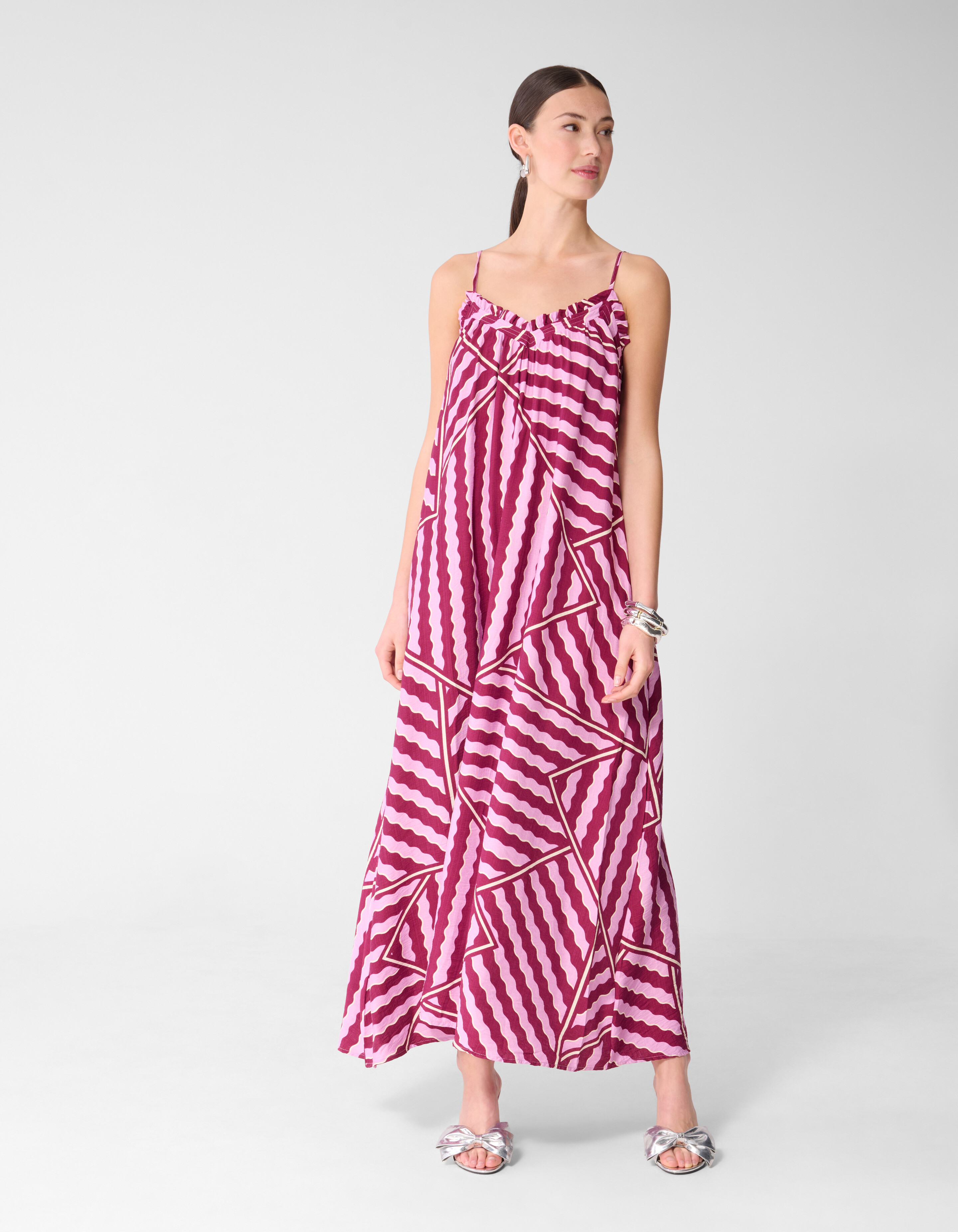 Maxikleid mit Wellenmuster in Rosa/Lila SHOEBY WOMEN