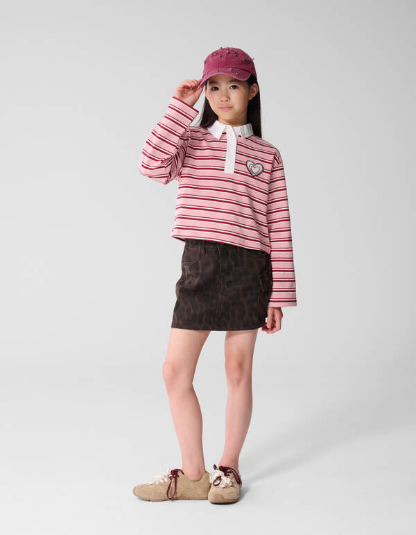 Rock aus Twill mit Leopardenmuster Braun SHOEBY GIRLS