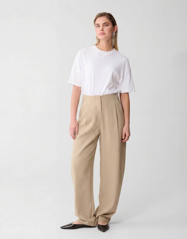 Faltenhose mit weitem Bein Sand SHOEBY WOMEN