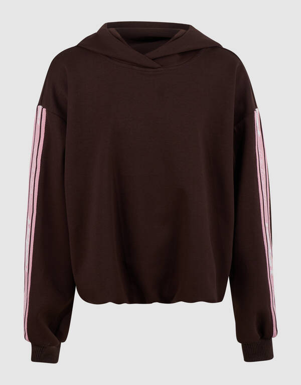 Tape Balloon Fit Hoodie in Dunkelbraun SHOEBY GIRLS