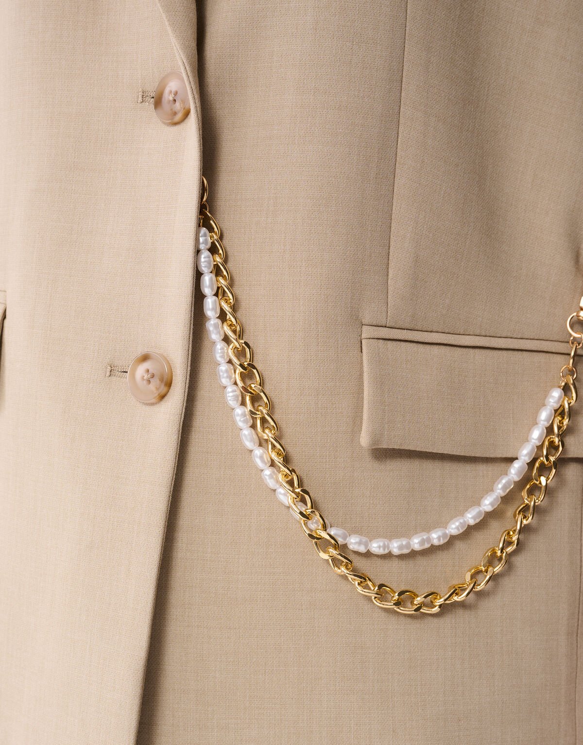 Ärmelloser Blazer mit Kettenmuster, Sand SHOEBY WOMEN