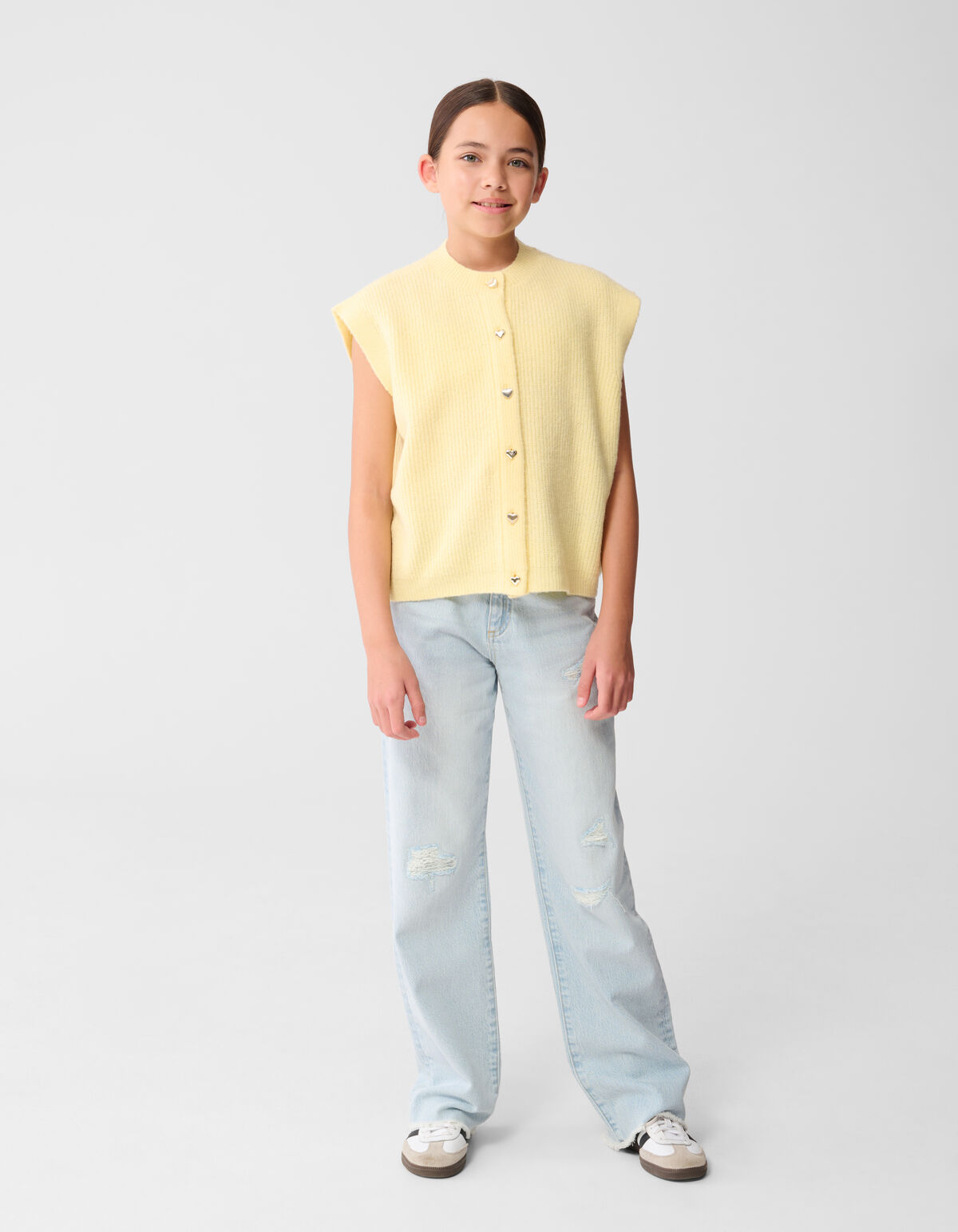 Gestricktes &auml;rmelloses Weste Hellgelb SHOEBY GIRLS