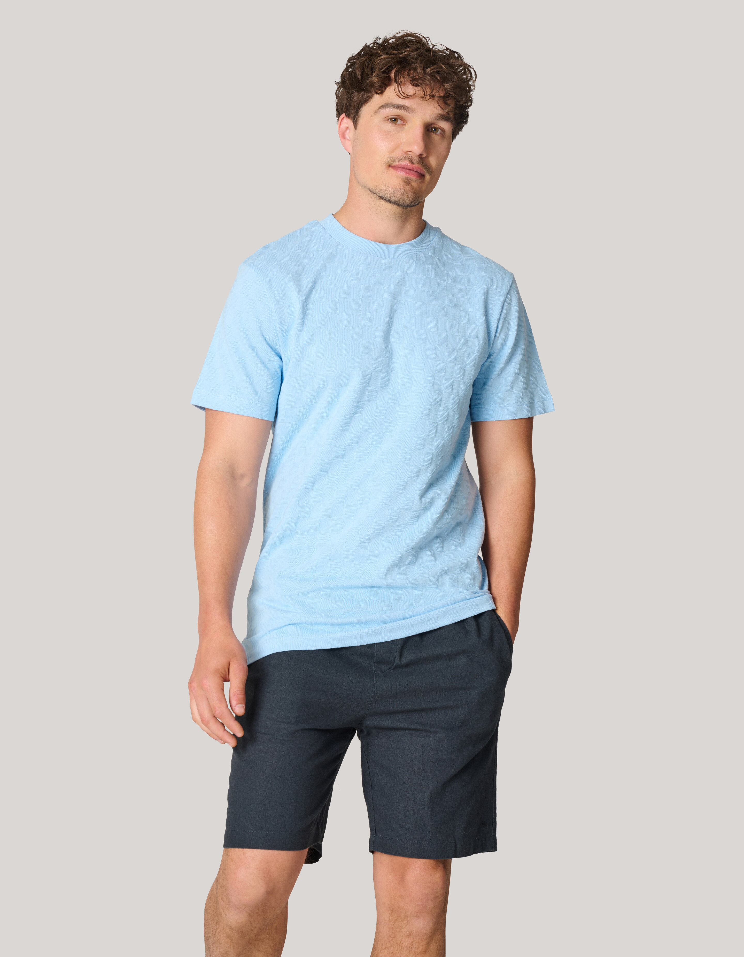 Block Textur T-shirt Hellblau SHOEBY MEN