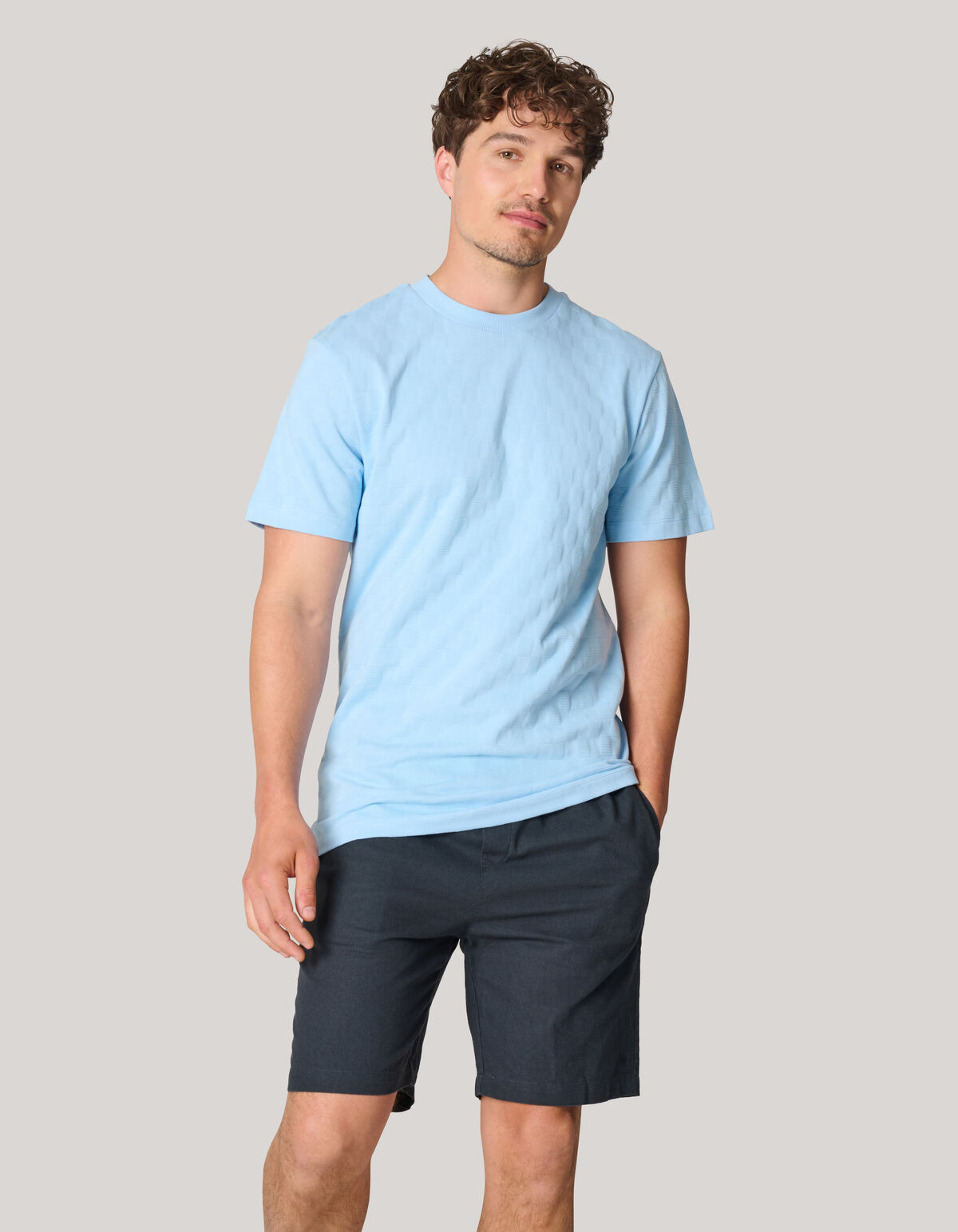 Block Textur T-shirt Hellblau SHOEBY MEN