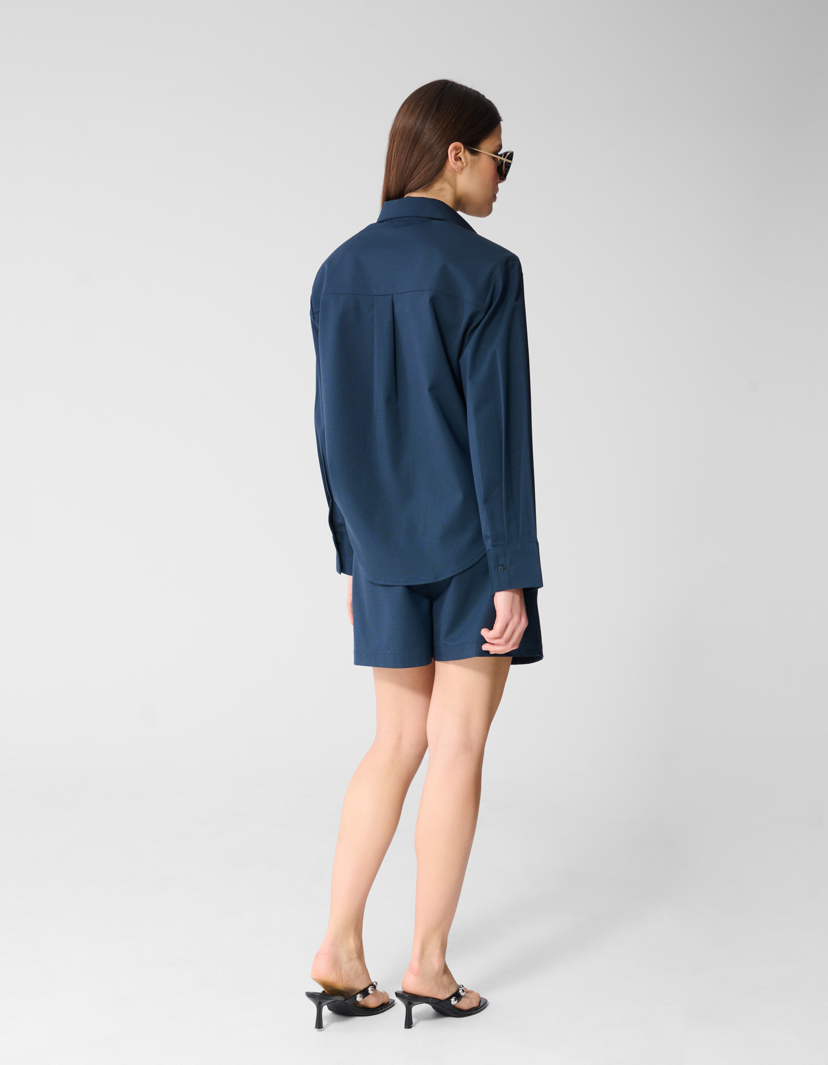 Kariertes gepolstertes Bluse Dunkelblau SHOEBY WOMEN