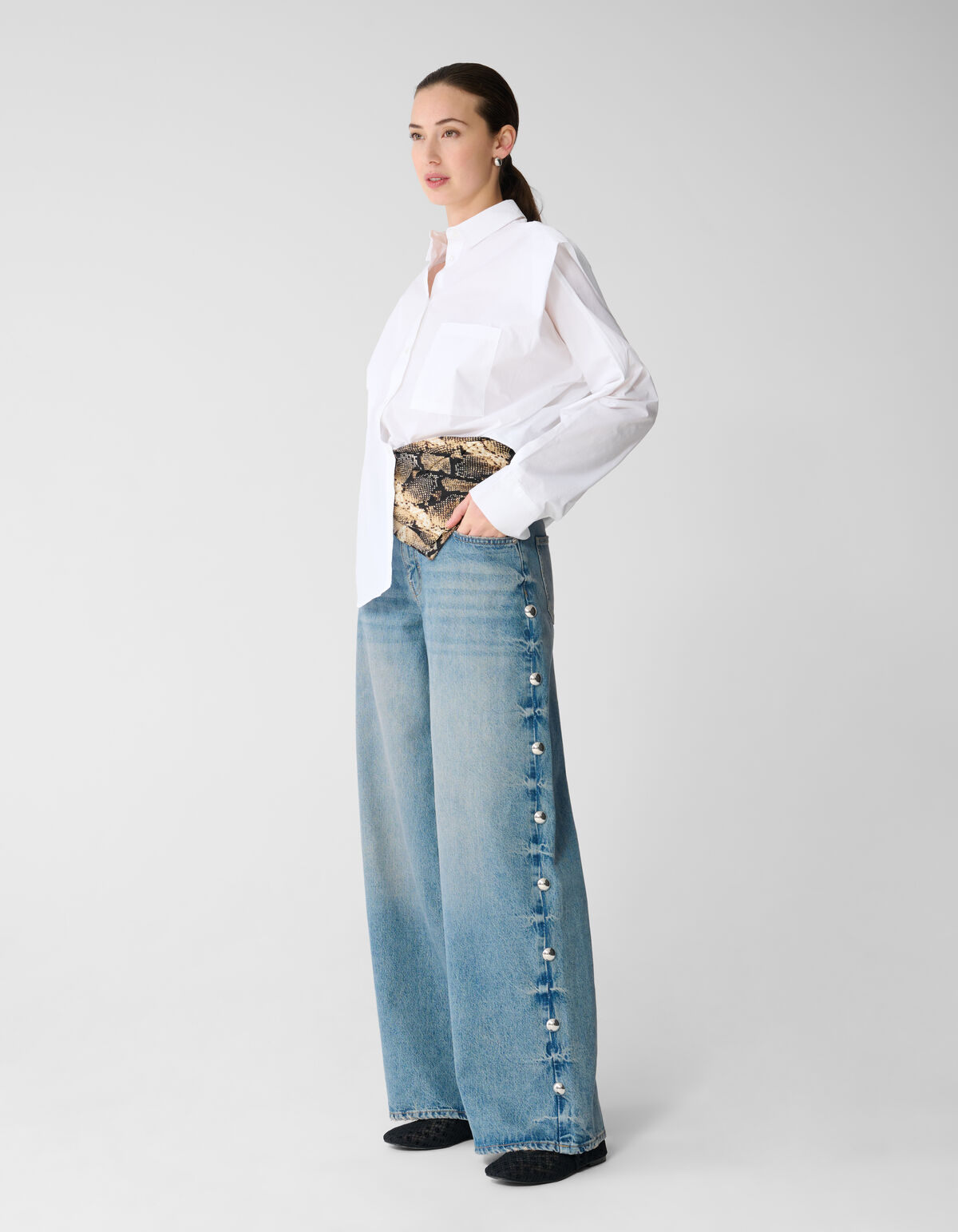 Big Stud Wide Leg Fit Jeans Mediumstone SHOEBY WOMEN