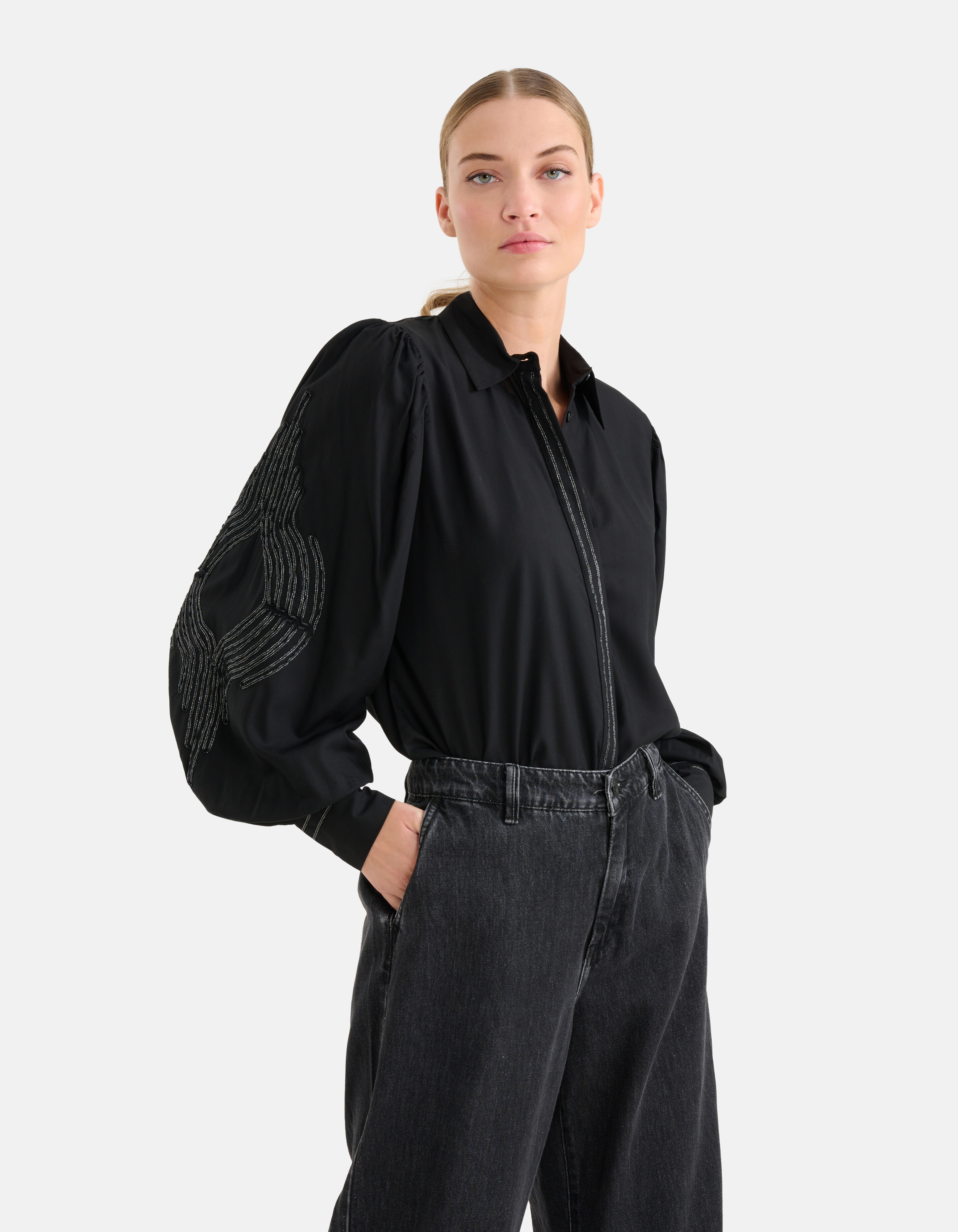Lurex-Band-Bluse Schwarz SHOEBY WOMEN