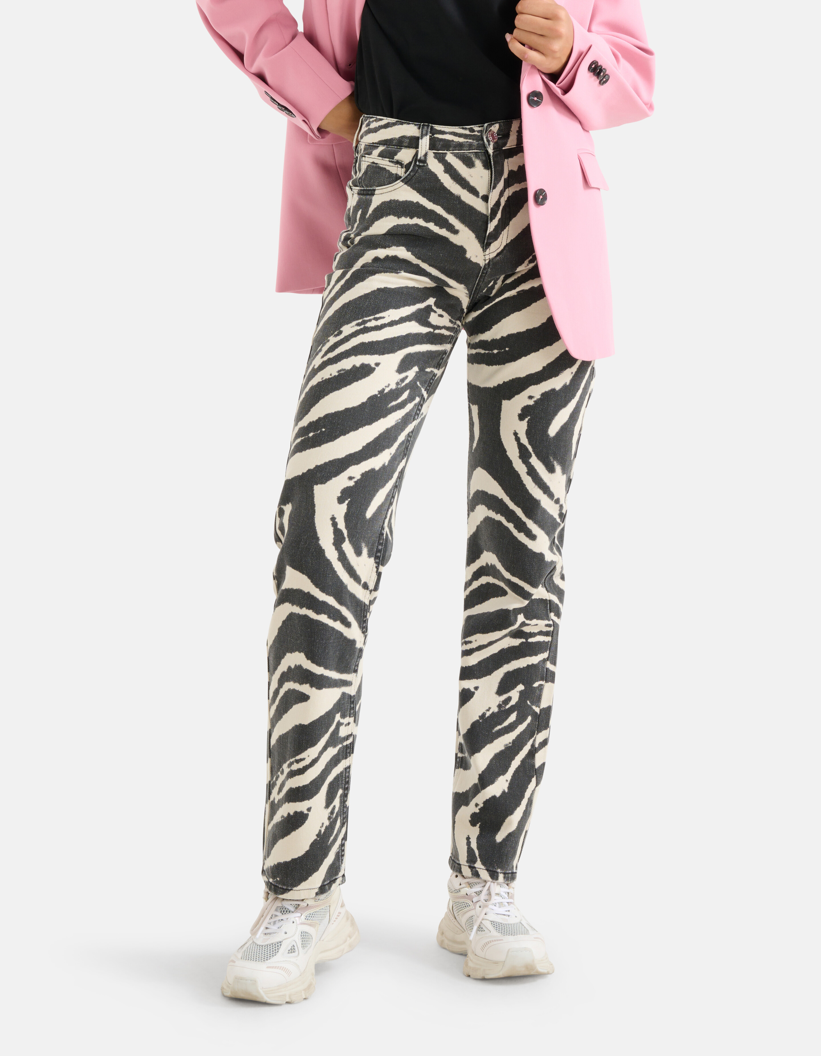 Zebra Print Denim Jeans Schwarz L33 SHOEBY WOMEN