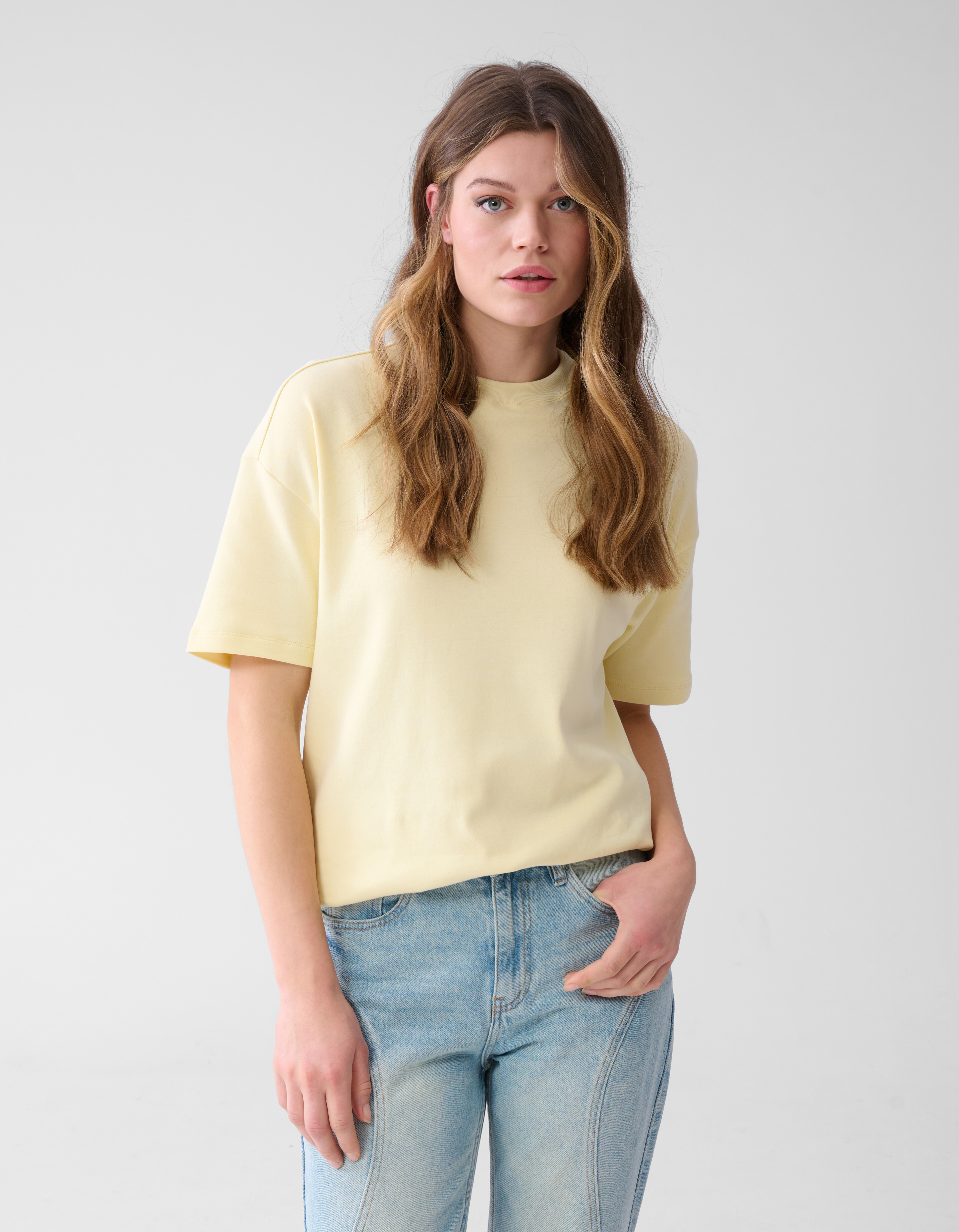 Übergroßes Basic-T-Shirt Hellgelb SHOEBY WOMEN
