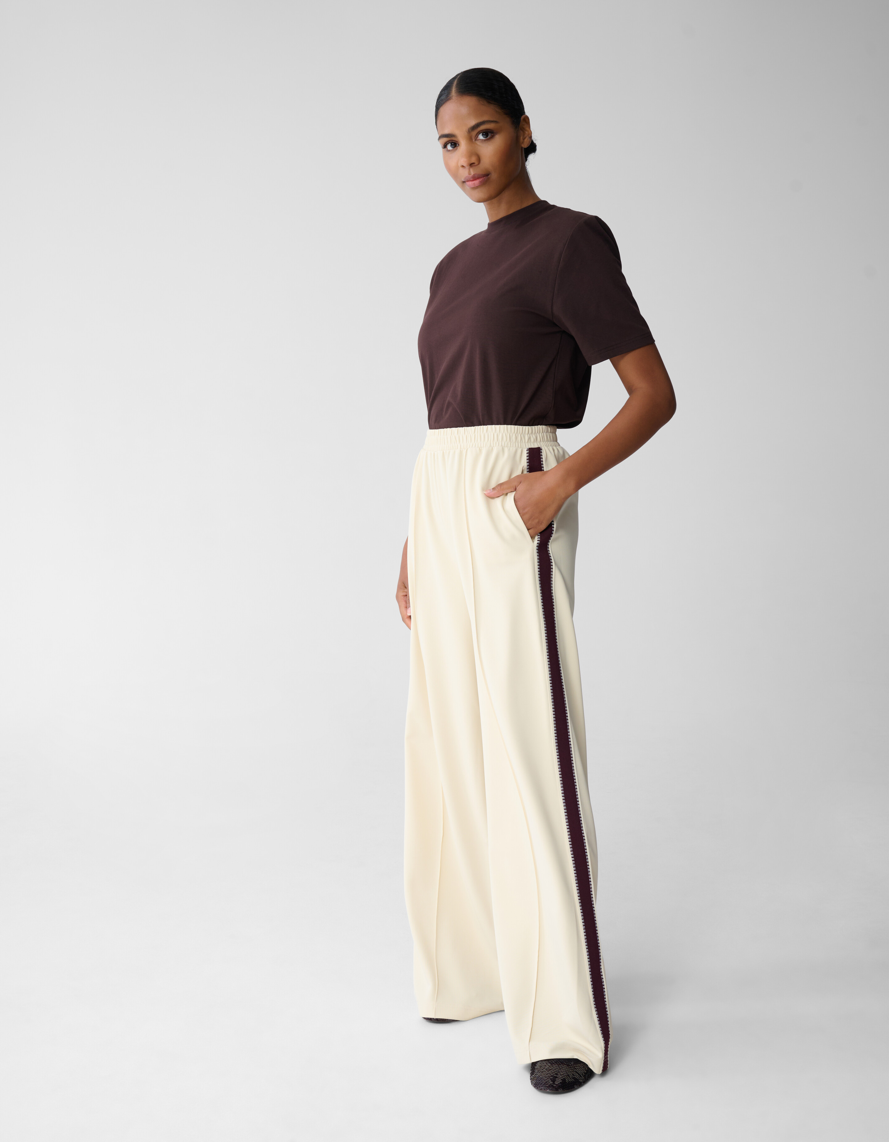 Tape Wide Leg Hose Gebrochenes Weiß SHOEBY WOMEN