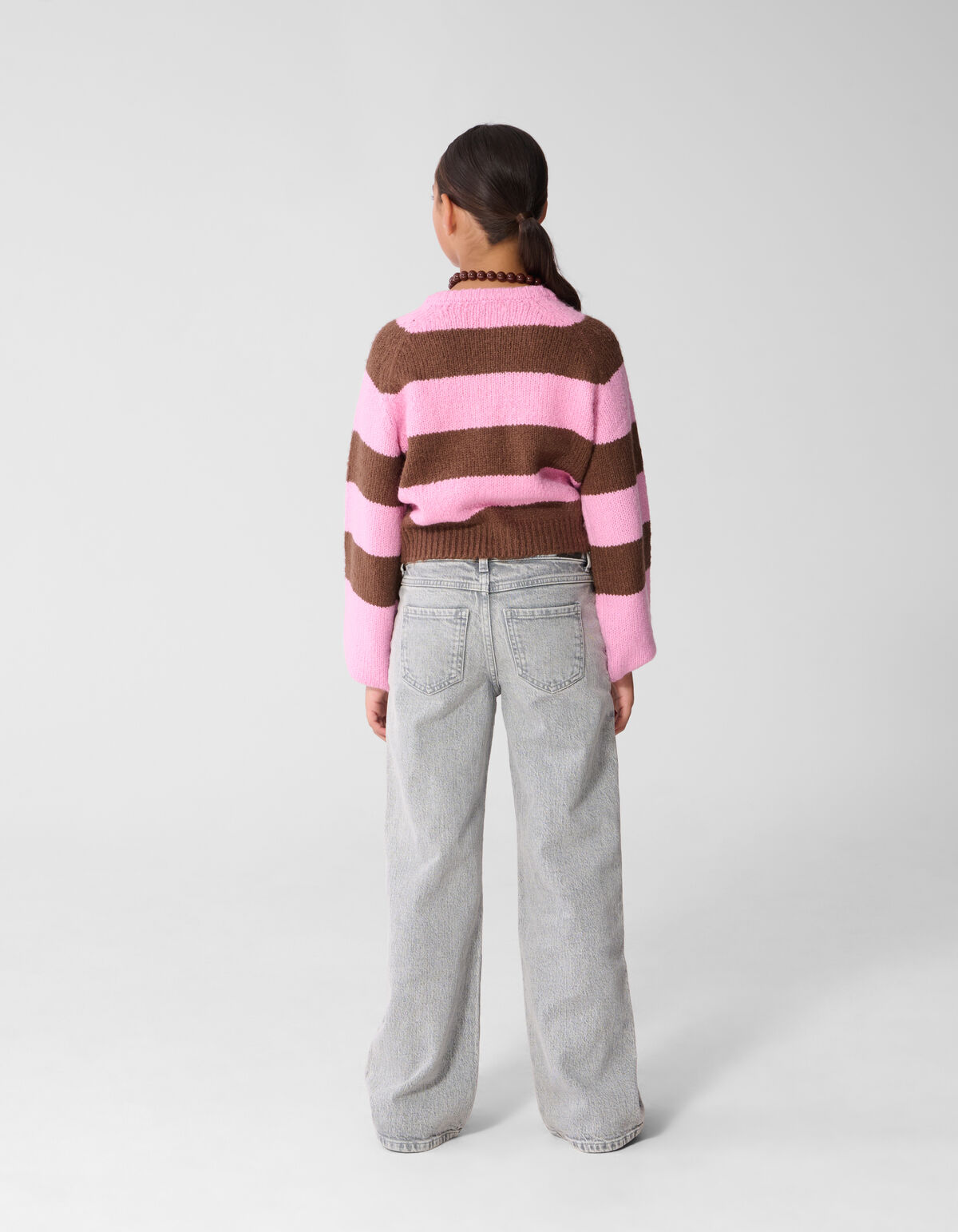 Oversized Gestreifte Cardigan Rosa/Braun SHOEBY GIRLS