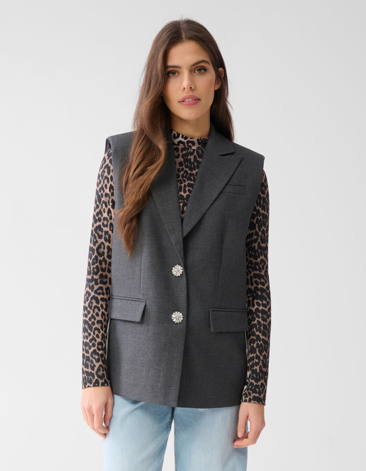 &Auml;rmelloses Sportliches Gilet Dunkelgrau SHOEBY WOMEN