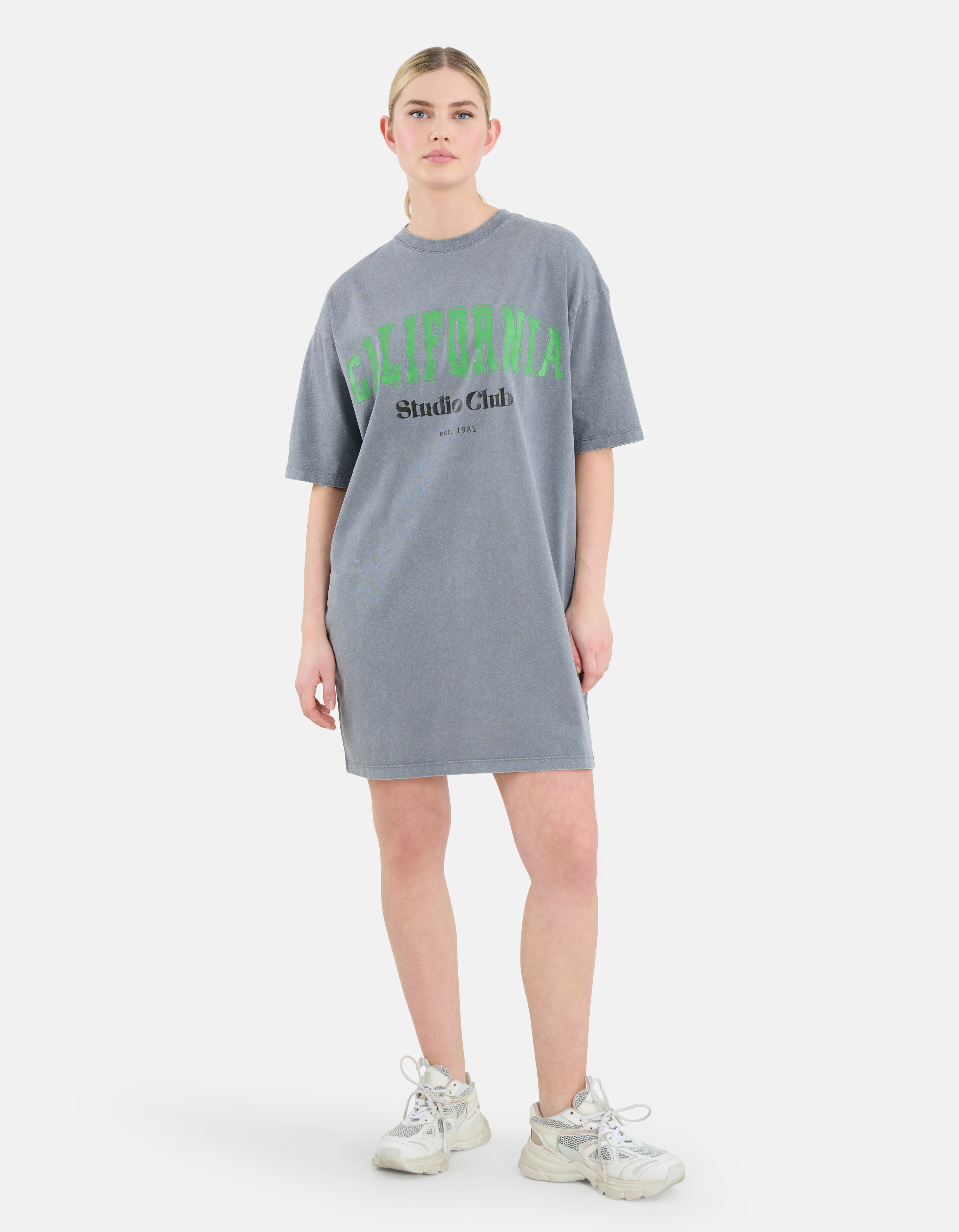 Gewaschenes T-shirt Kleid Hellgrau SHOEBY WOMEN