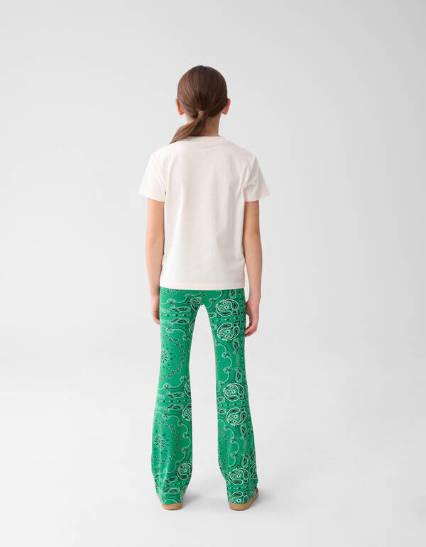 Bedruckte ausgestellte Rippen-Leggings Grün SHOEBY GIRLS