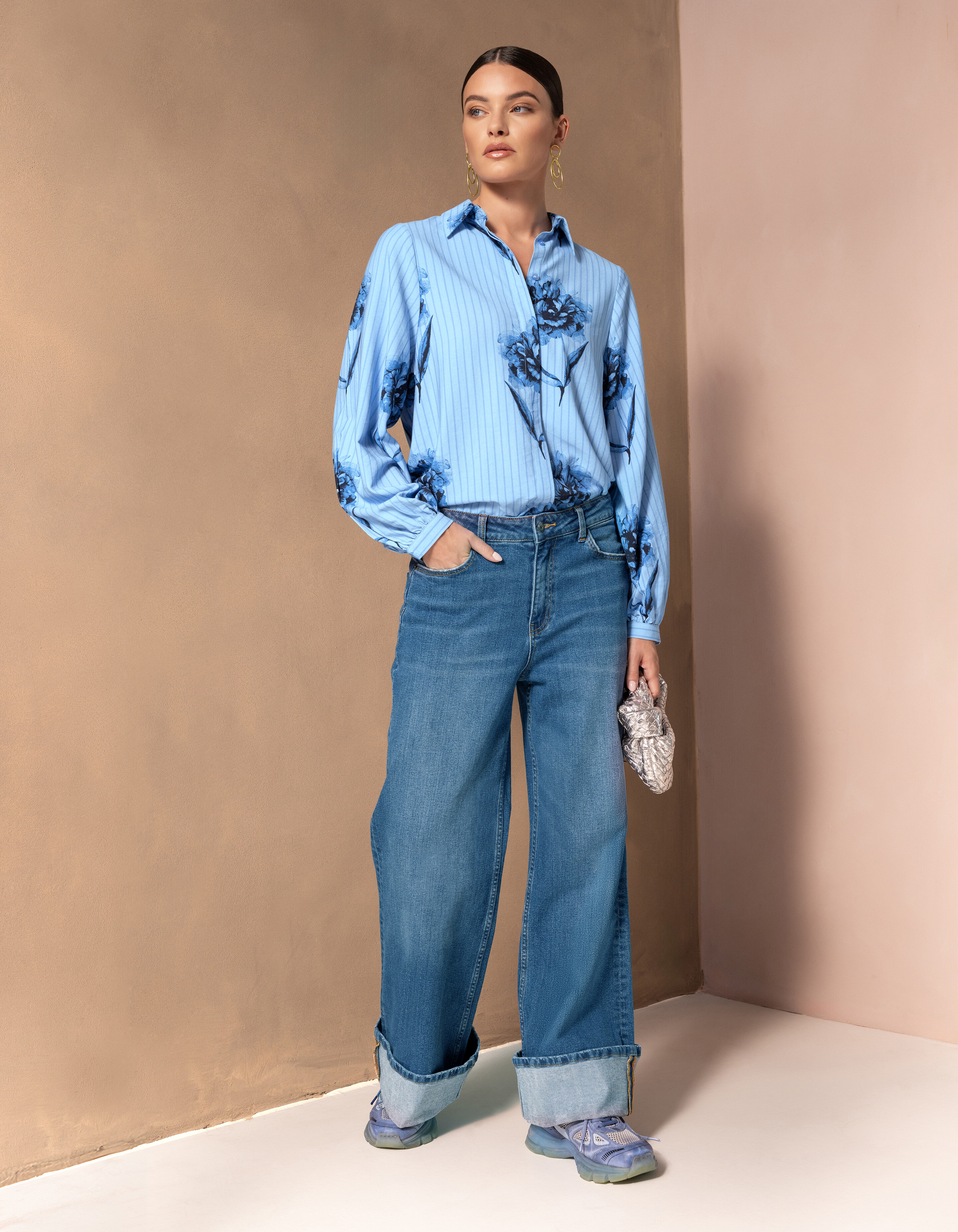 Weit geschnittene Turn Up Jeans Mediumstone von Mi SHOEBY WOMEN