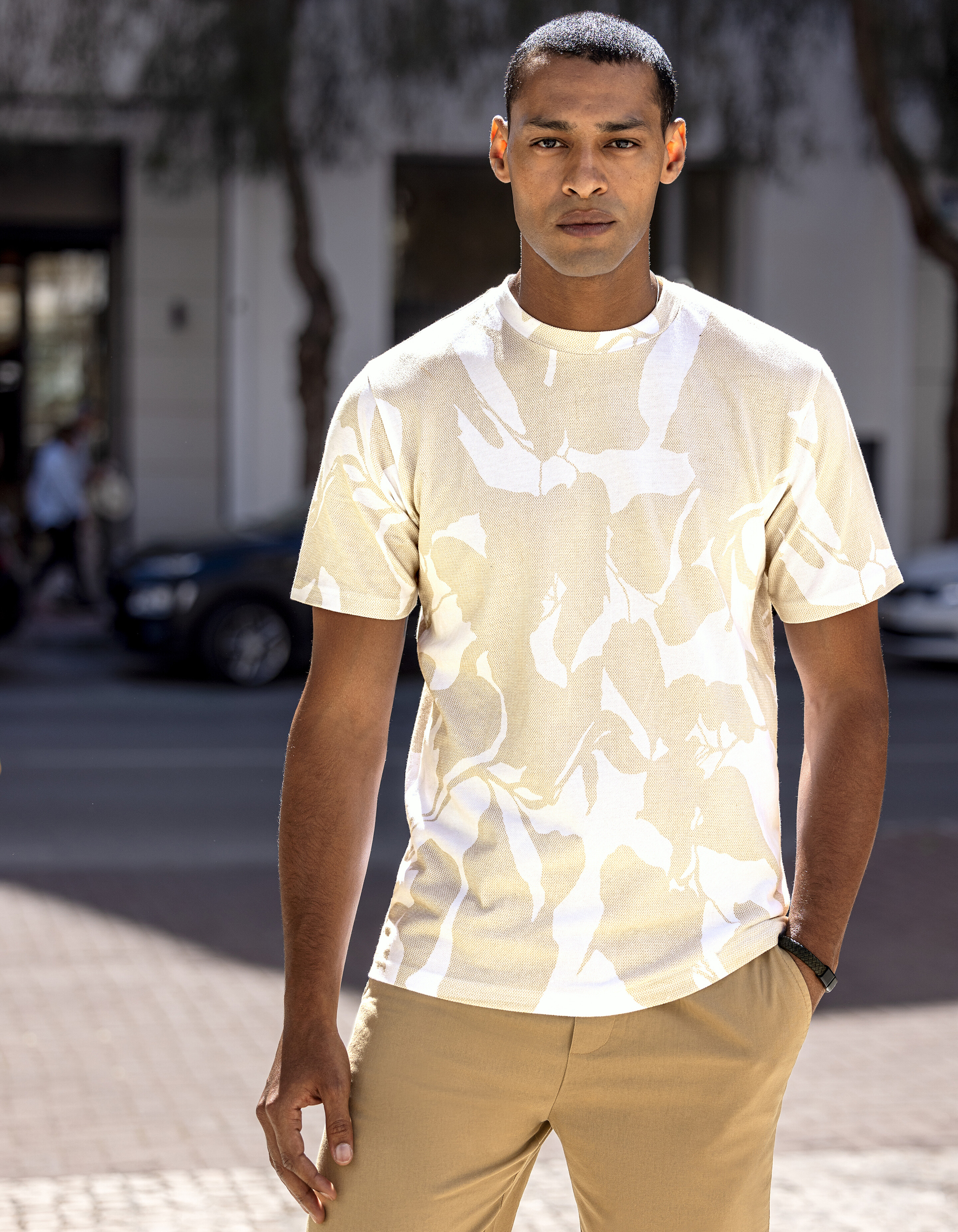 Wasserdruck-T-Shirt Beige SHOEBY MEN