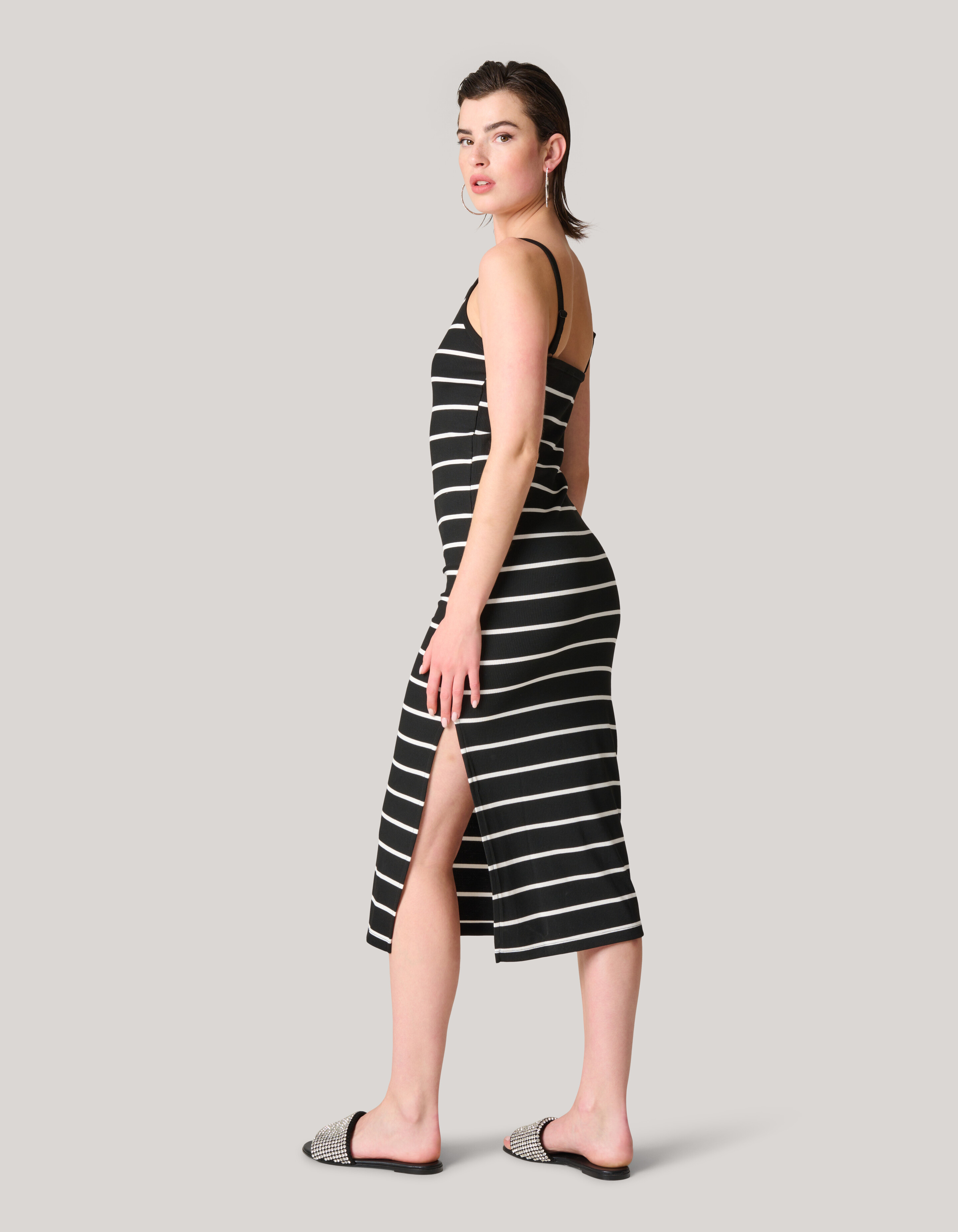 Gestreiftes Midikleid Schwarz/Weiß SHOEBY WOMEN