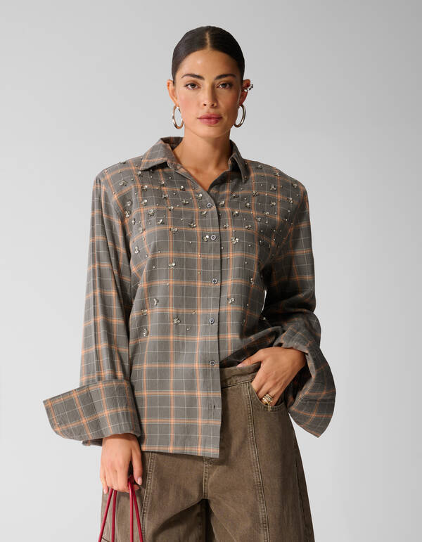 Karierte Bluse braun SHOEBY WOMEN