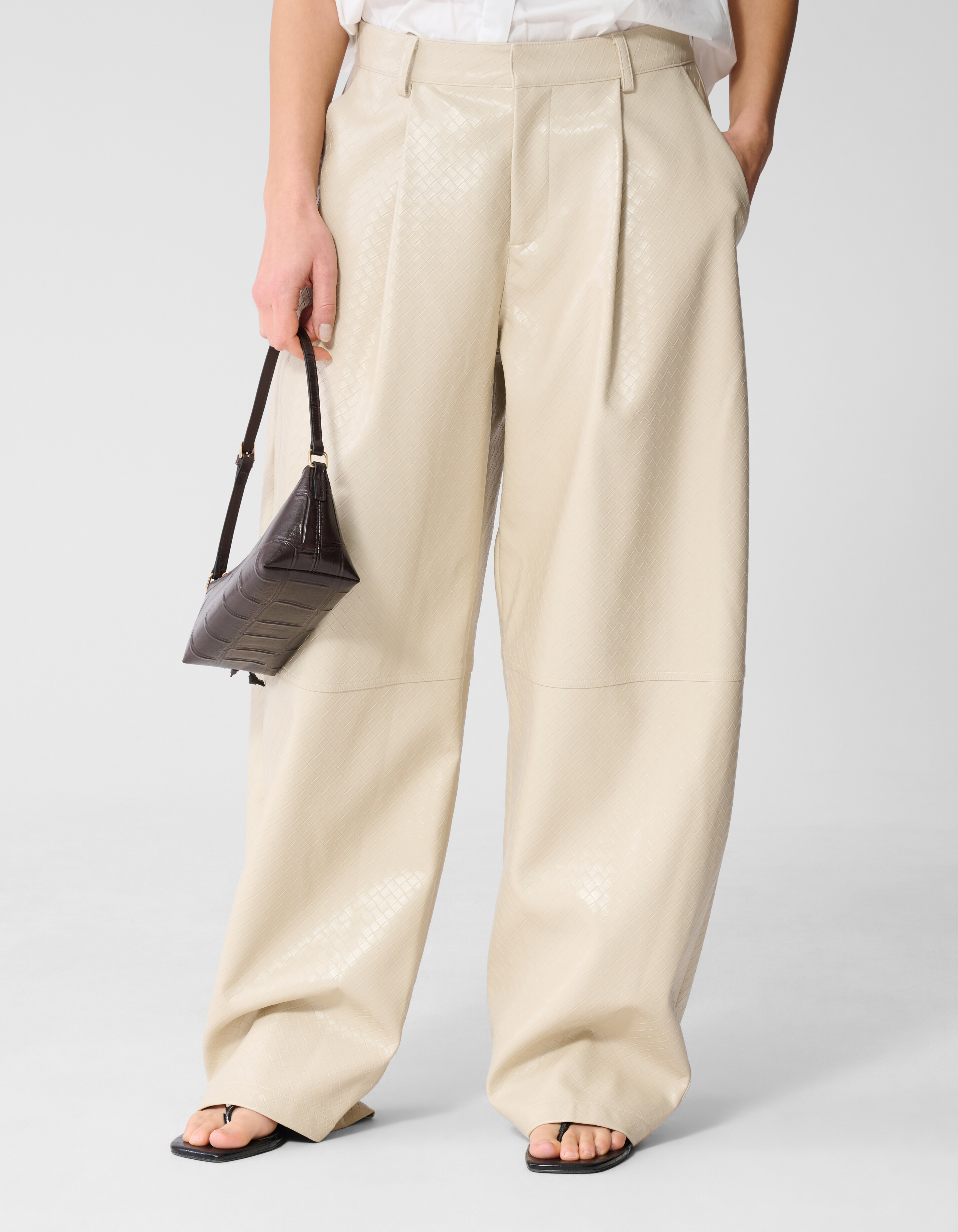 Lernen Geflochtenes Barrel Fit Hose Gebrochen Wei&szlig; SHOEBY WOMEN