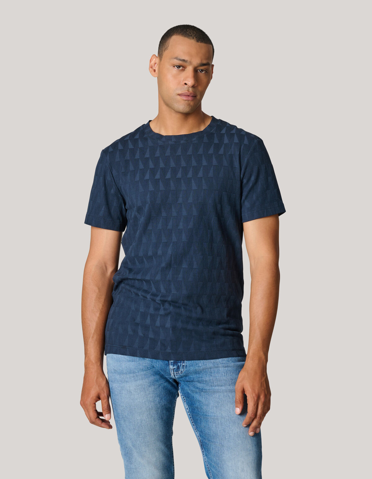 Jacquard T-shirt Dunkelblau SHOEBY MEN