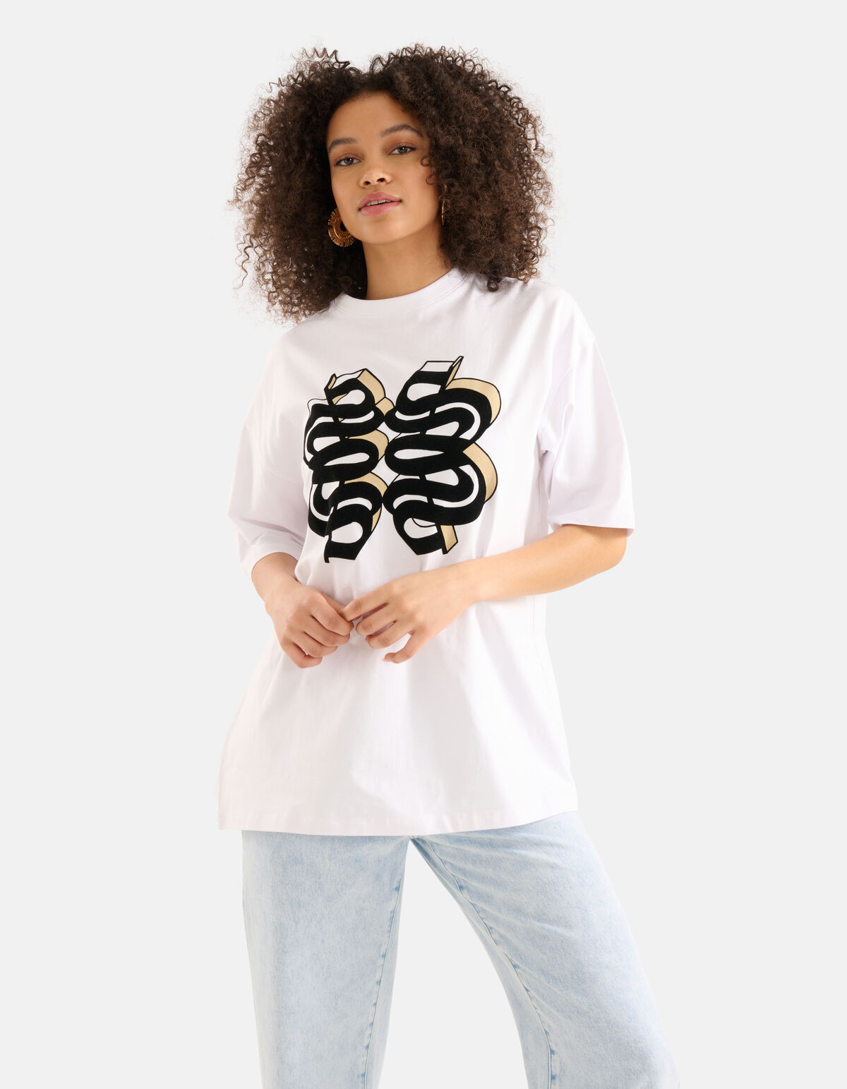 Samt Kunstwerk T-shirt Weiß SHOEBY WOMEN