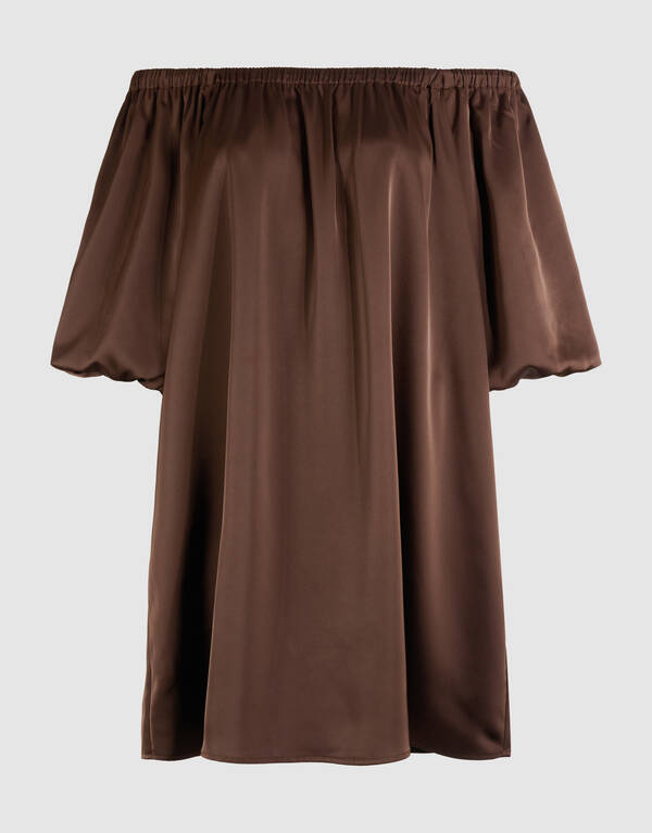 Satin Off-Shoulder Mini Kleid Braun von Fred SHOEBY WOMEN